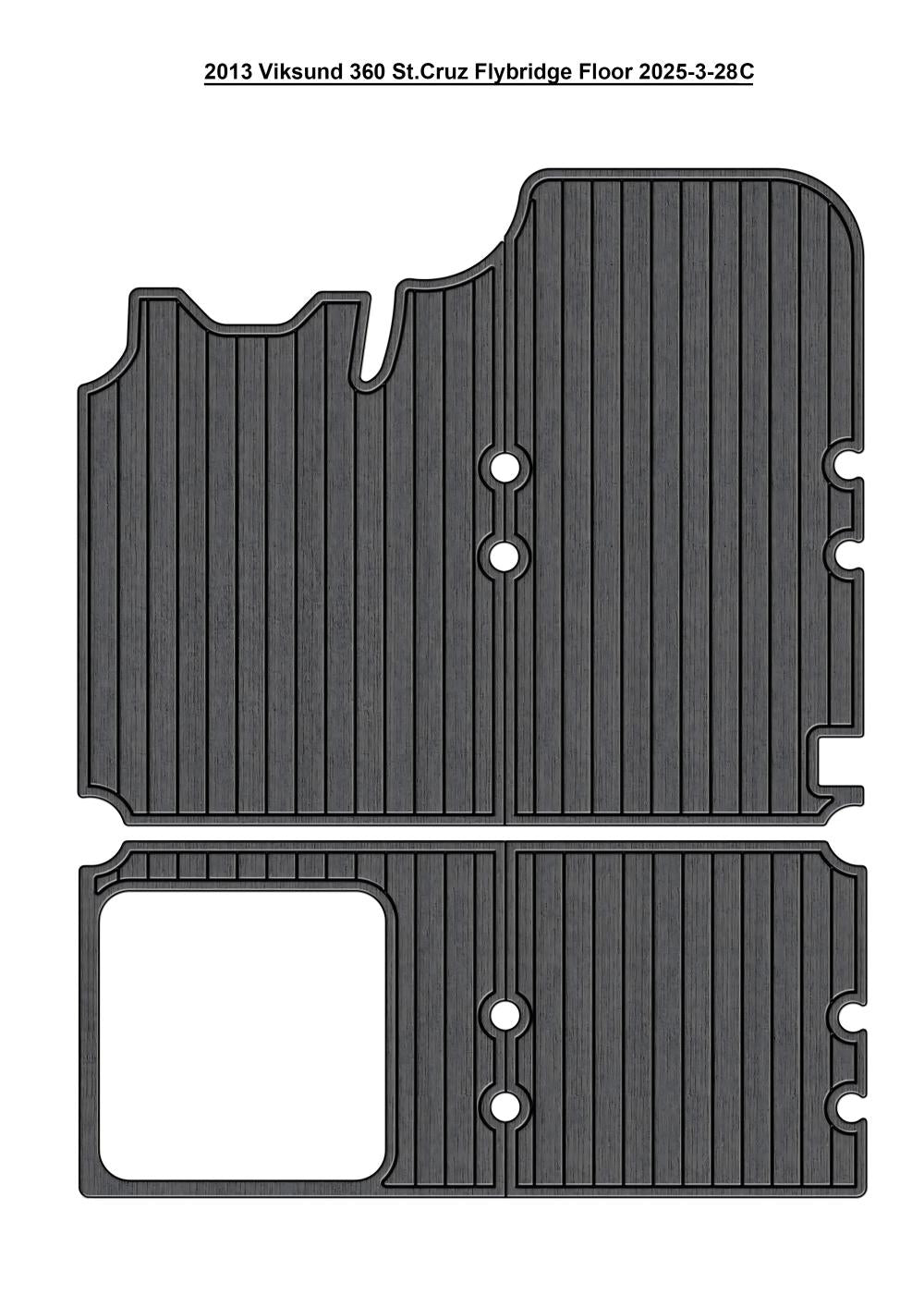 2013 Viksund 360 St.Cruz Flybridge Pad Boat EVA Foam Faux Teak Deck Floor Mat SeaDek MarineMat Style Self Adhesive