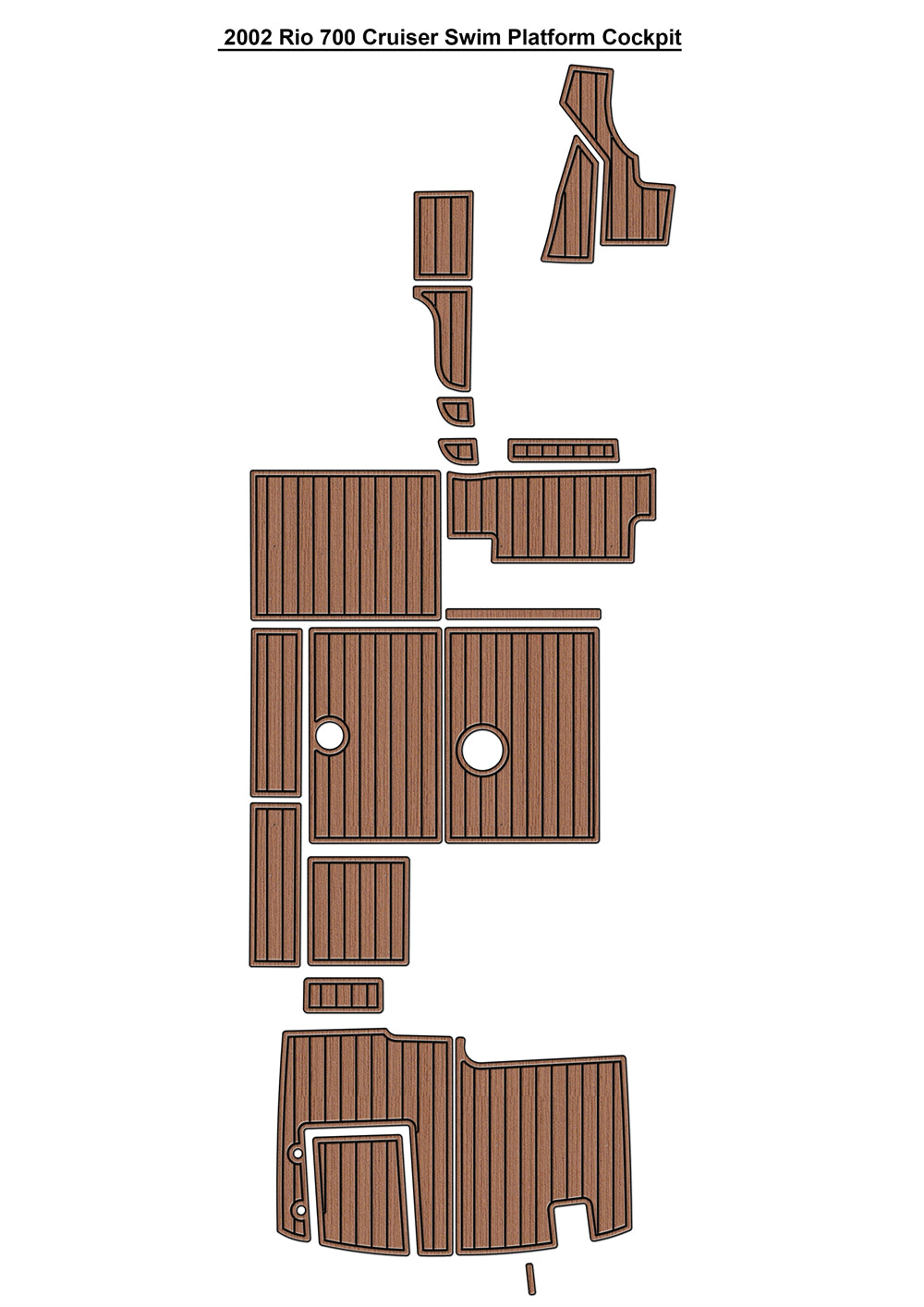 2002 Rio 700 Cruiser Swim Platform Cockpit Boat EVA Foam Faux Teak Deck Floor Mat Seadek MarineMat Gatorstep Style Self Adhesive