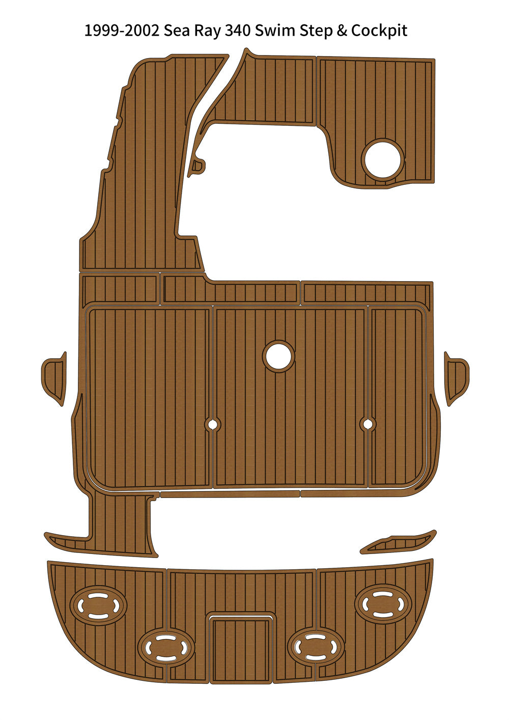 1999-2002 Sea Ray 340 Swim Platform Cockpit Pad Boat EVA Foam Teak Floor Mat