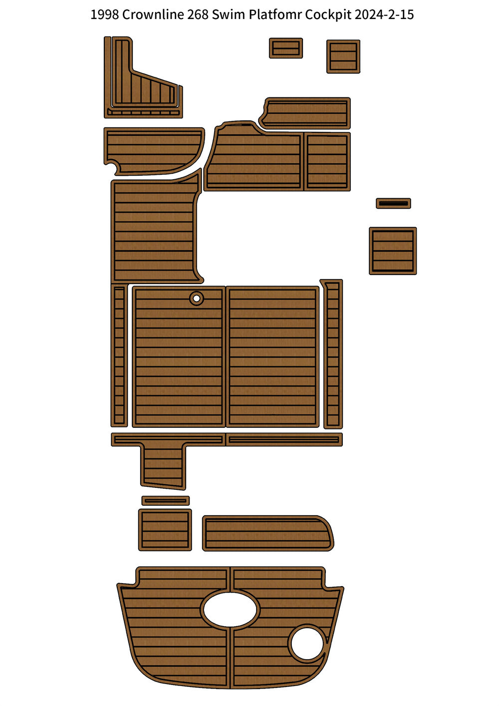 1998 Crownline 268 Swim Platform Cockpit Boat EVA Foam Faux Teak Floor Pad Mat SeaDek MarineMat Gatorstep Style Self Adhesive