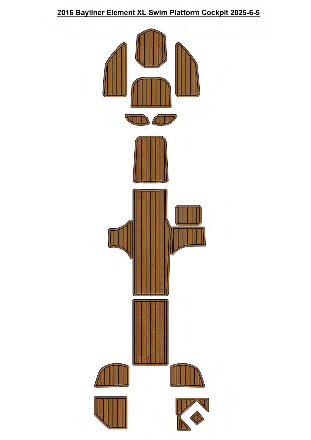 2016 Bayliner Element XL Swim Platform Cockpit Boat Pad EVA Foam Faux Teak Deck Floor Mat SeaDek MarineMat Gatorstep Style Self Adhesive