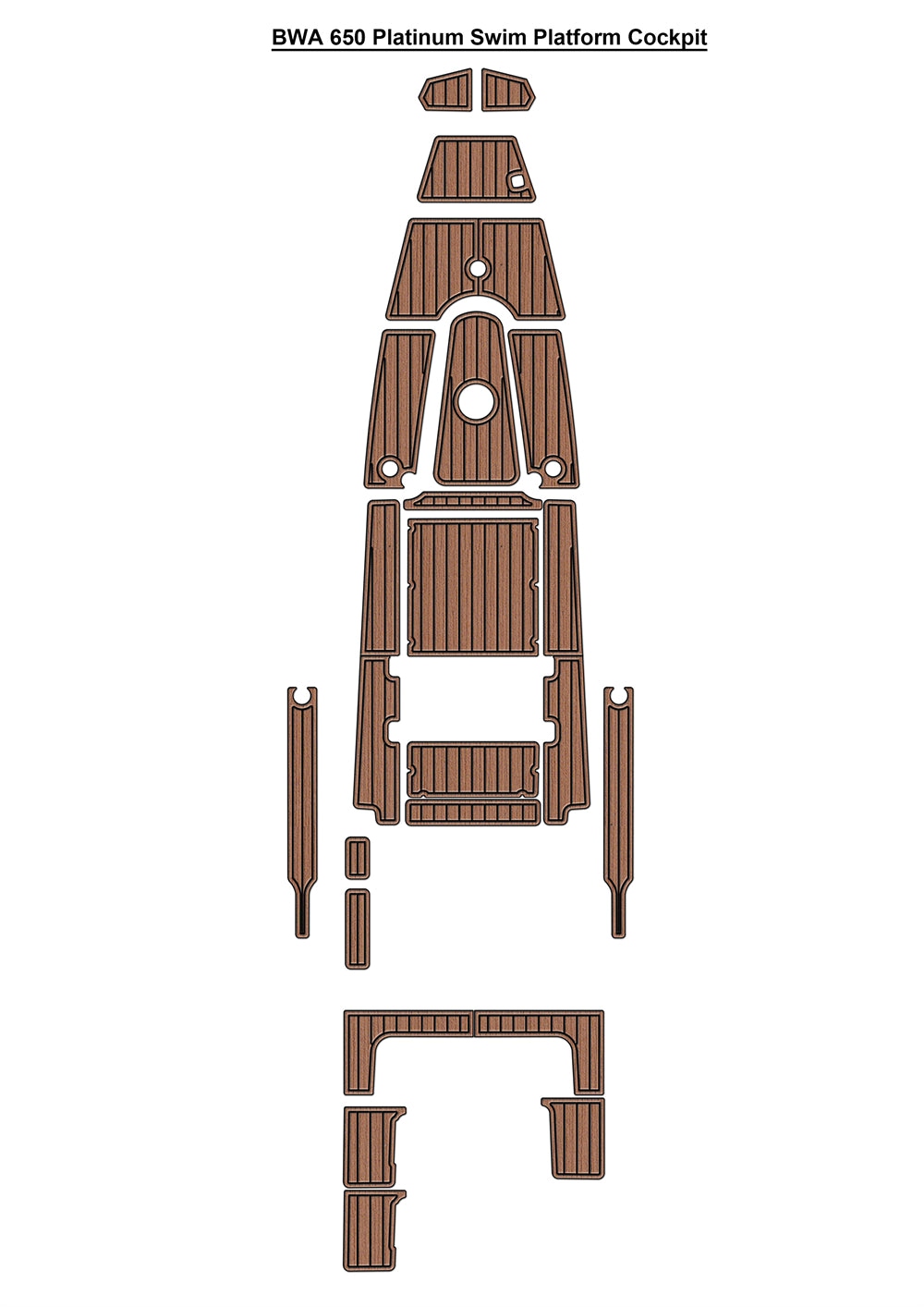 BWA 650 Platinum Swim Platform Cockpit Boat EVA Foam Faux Teak Deck Floor Mat Seadek MarineMat Gatorstep Style Self Adhesive