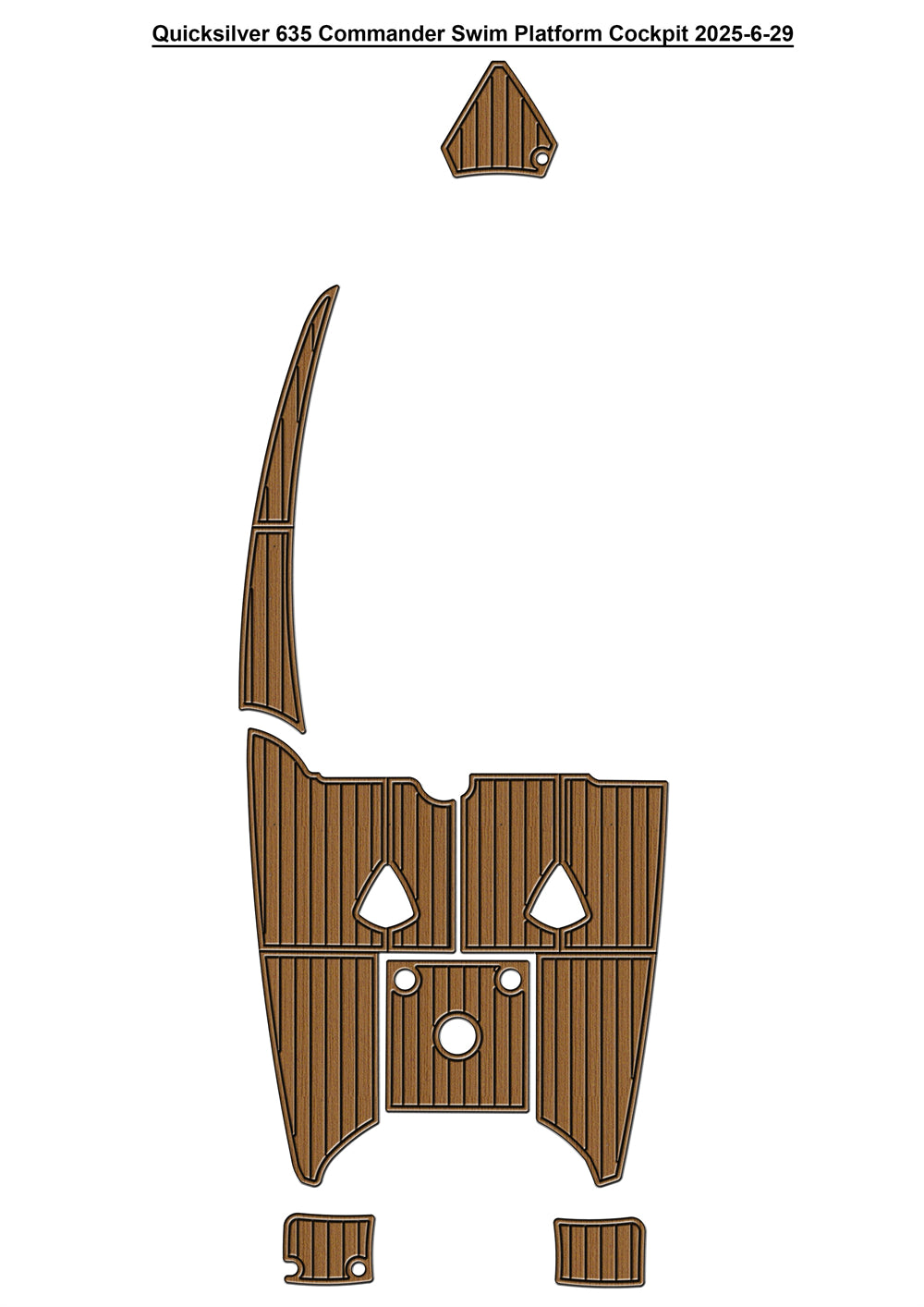 Quicksilver 635 Commander Swim Platform Cockpit Pad Boat EVA Foam Faux Teak Deck Floor Mat SeaDek MarineMat Gatorstep Style Self Adhesive