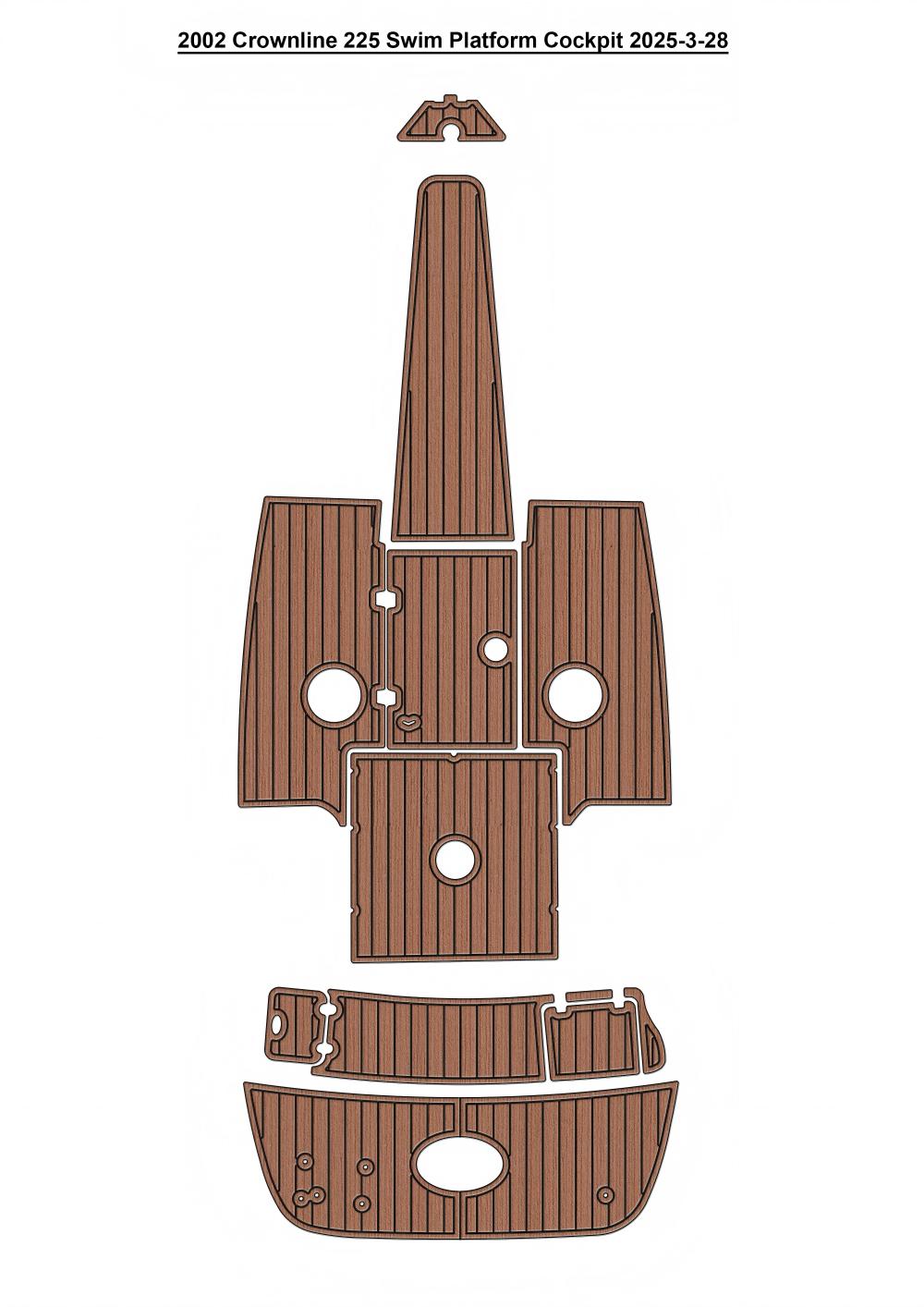 2002 Crownline 225 Swim Platform Cockpit Boat EVA Foam Teak Deck Floor Pad Mat SeaDek Gatorstep Style Self Adhesive