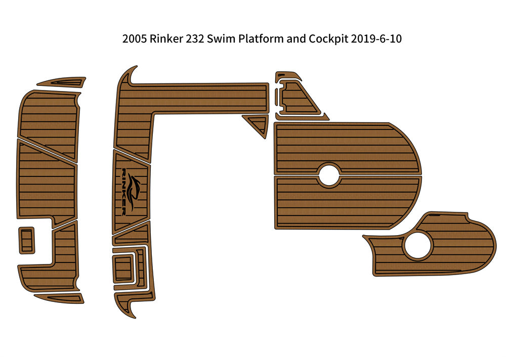 2005 Rinker 232 Swim Platform Cockpit Pad Boat EVA Foam Faux Teak Deck Floor Mat