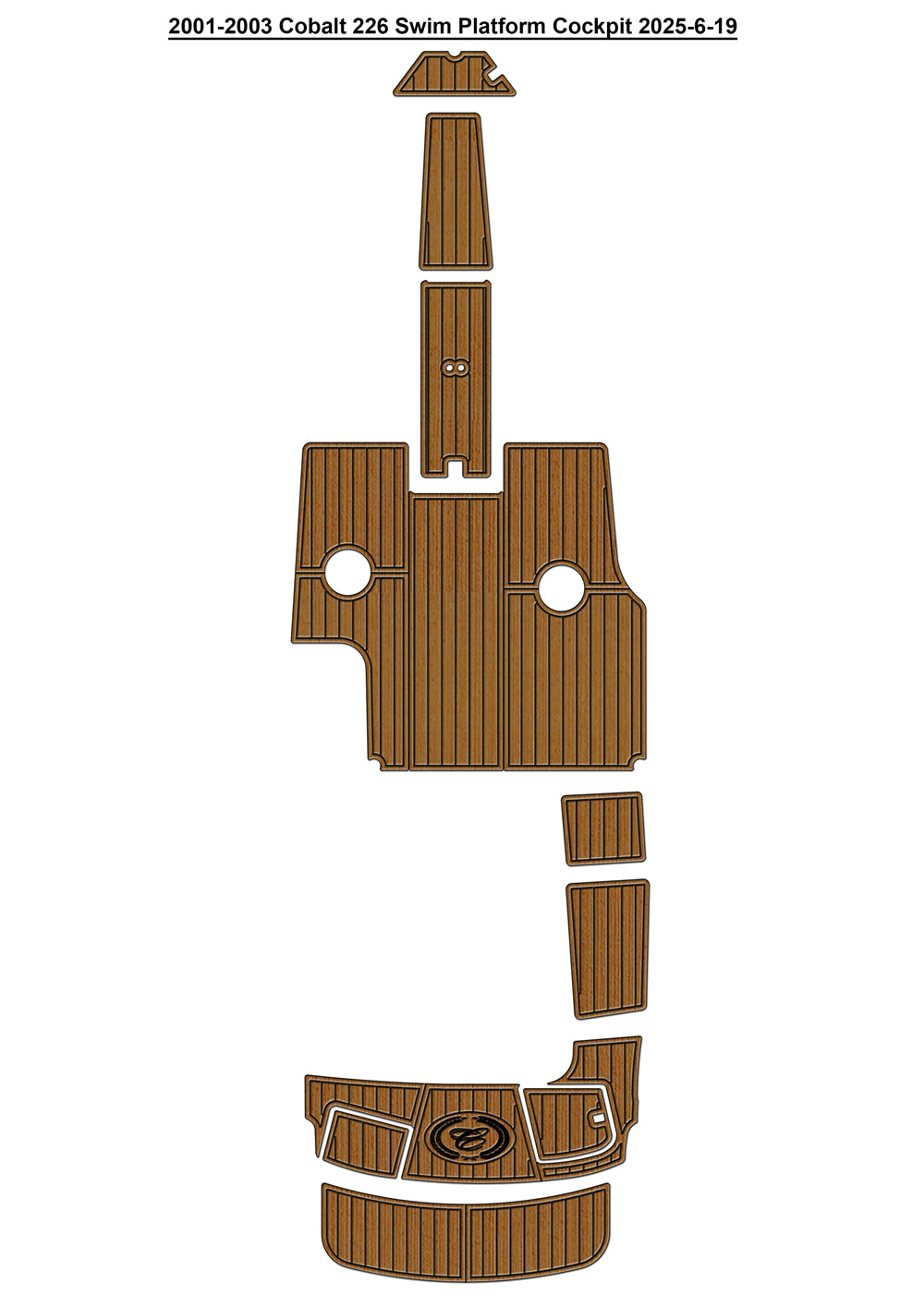 2001-2003 Cobalt 226 Swim Platform Cockpit Boat Pad EVA Foam Faux Teak Deck Floor Mat SeaDek MarineMat Gatorstep Style Self Adhesive