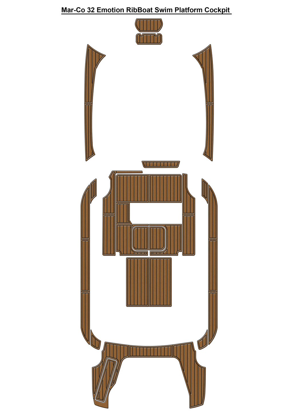 Mar-Co 32 Emotion RibBoat Swim Platform Cockpit Pad Boat EVA Foam Fuax Teak Deck Floor Mat Seadek MarineMat Gatorstep Style Self Adhesive