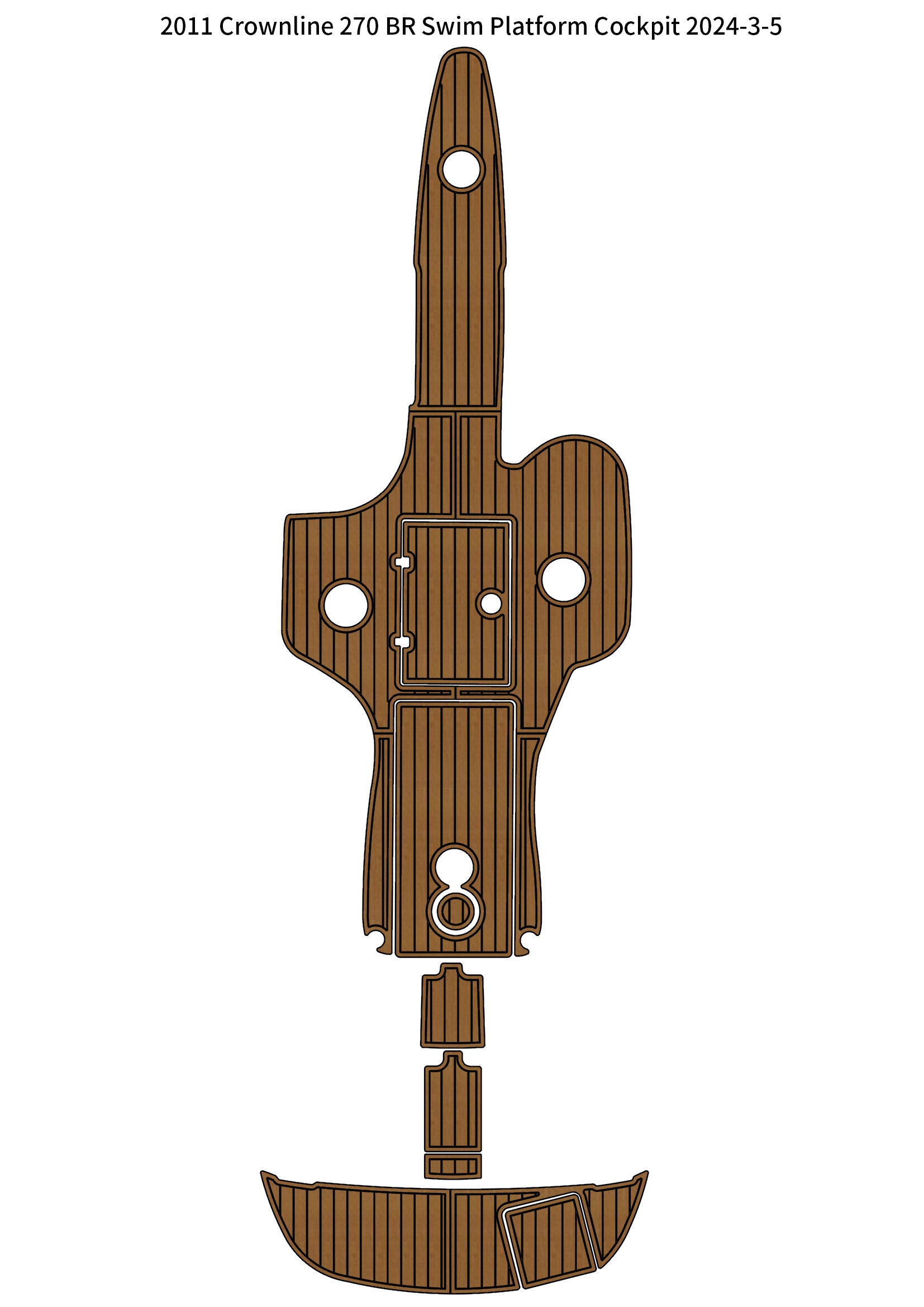 2011 Crownline 270 BR Swim Platform Cockpit Pad Boat EVA Foam Faux Teak Deck Floor Mat Seadek MarineMat Gatorstep Style Self Adhesive