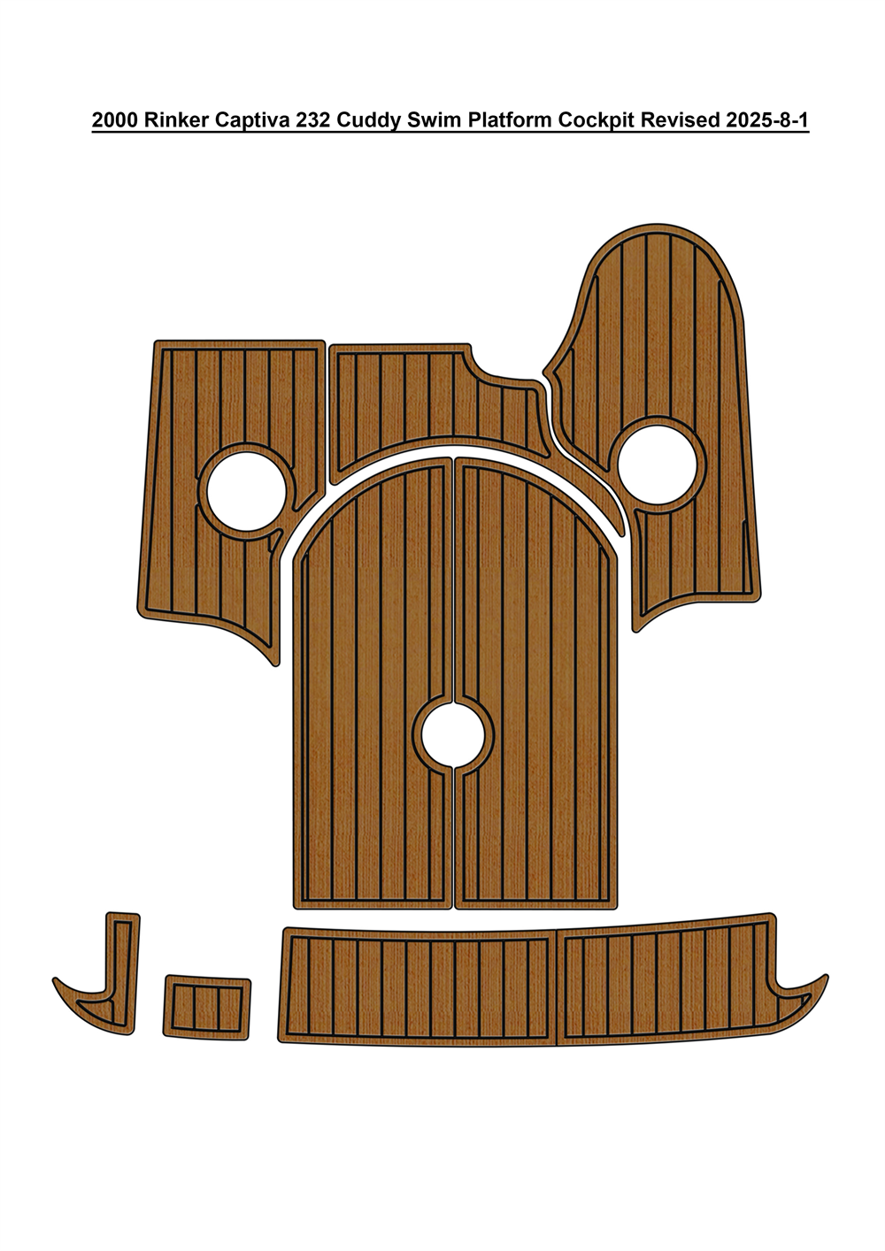 2000 Rinker Captiva 232 Cuddy Swim Platform Cockpit Pad Boat EVA Foam Faux Teak Deck Floor Mat SeaDek MarineMat Gatorstep Style Self Adhesive