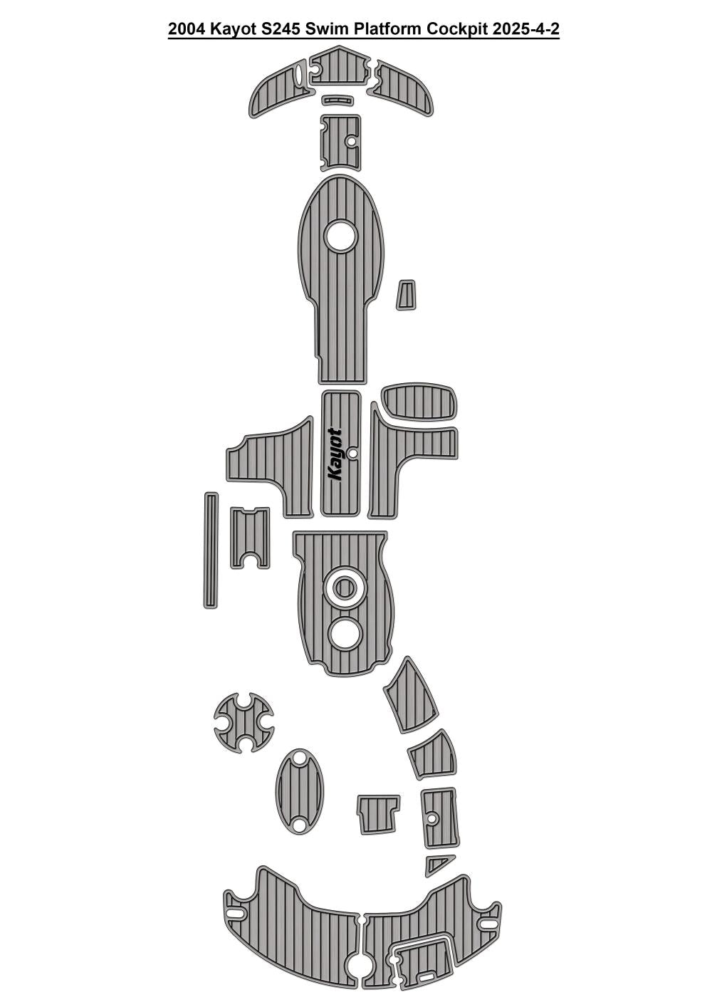 2004 Kayot S245 Swim Platform Cockpit Pad Boat EVA Foam Faux Teak Deck Floor Mat SeaDek MarineMat Style Self Adhesive