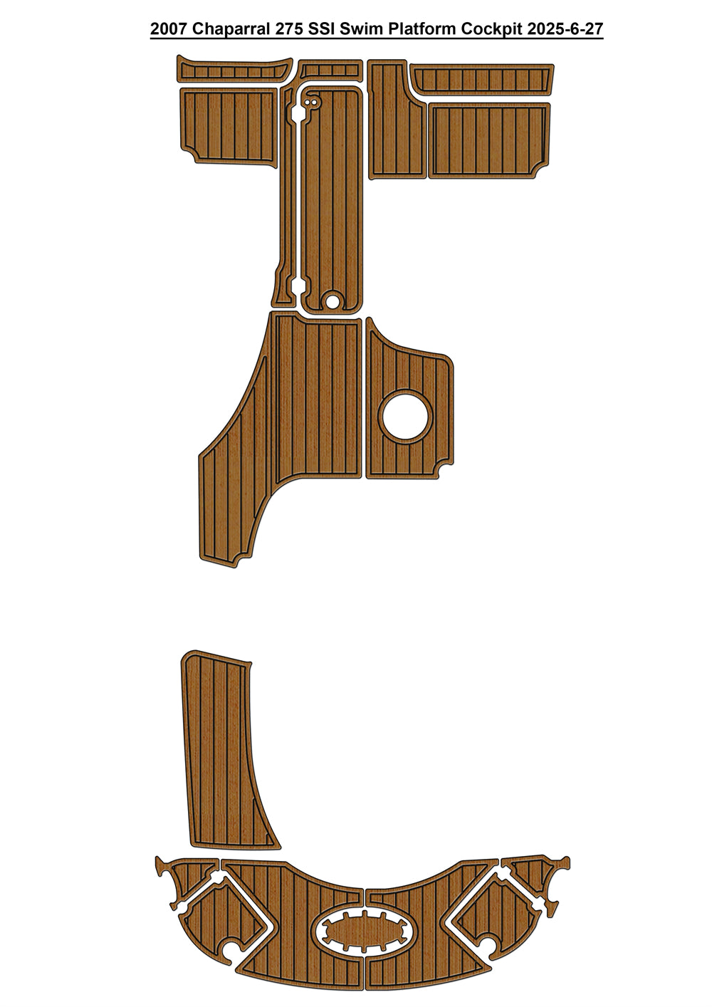 2007 Chaparral 275 SSI Swim Platform Cockpit Pad Boat EVA Foam Faux Teak Deck Floor Mat SeaDek MarineMat Gatorstep Style Self Adhesive