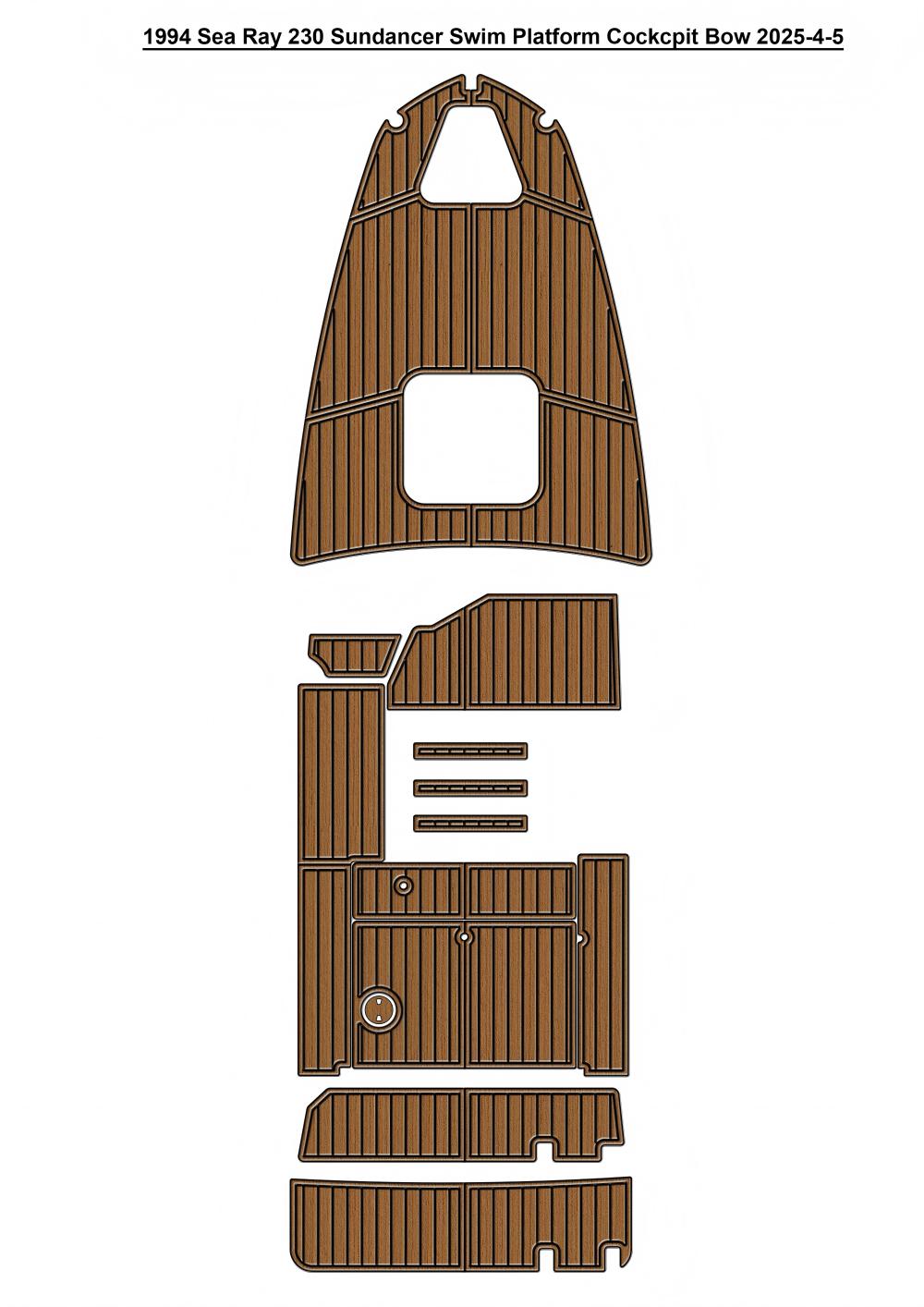 1994 Sea Ray 230 Sundancer Swim Platform Cockpit Bow Pad Boat EVA Foam Teak Deck Floor Mat SeaDek MarineMat Gatorstep Style Self Adhesive