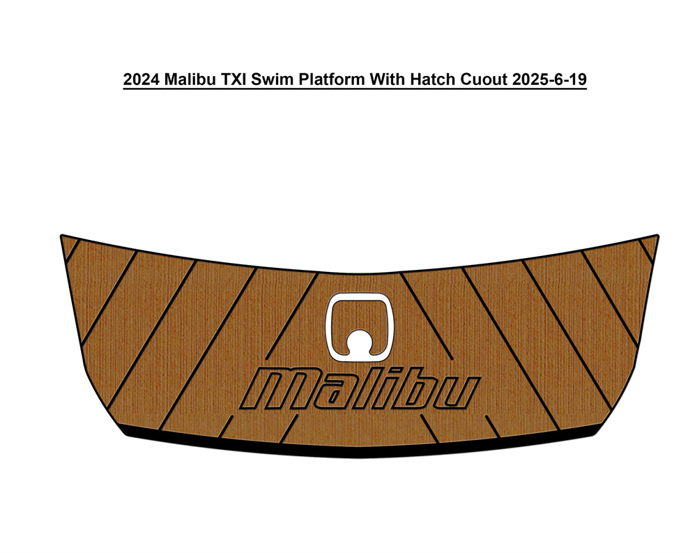 2024 Malibu TXI Swim Platform With Hatch Cutout Boat Pad EVA Foam Faux Teak Deck Floor Mat Seadek MarineMat Gatorstep Style Self Adhesive