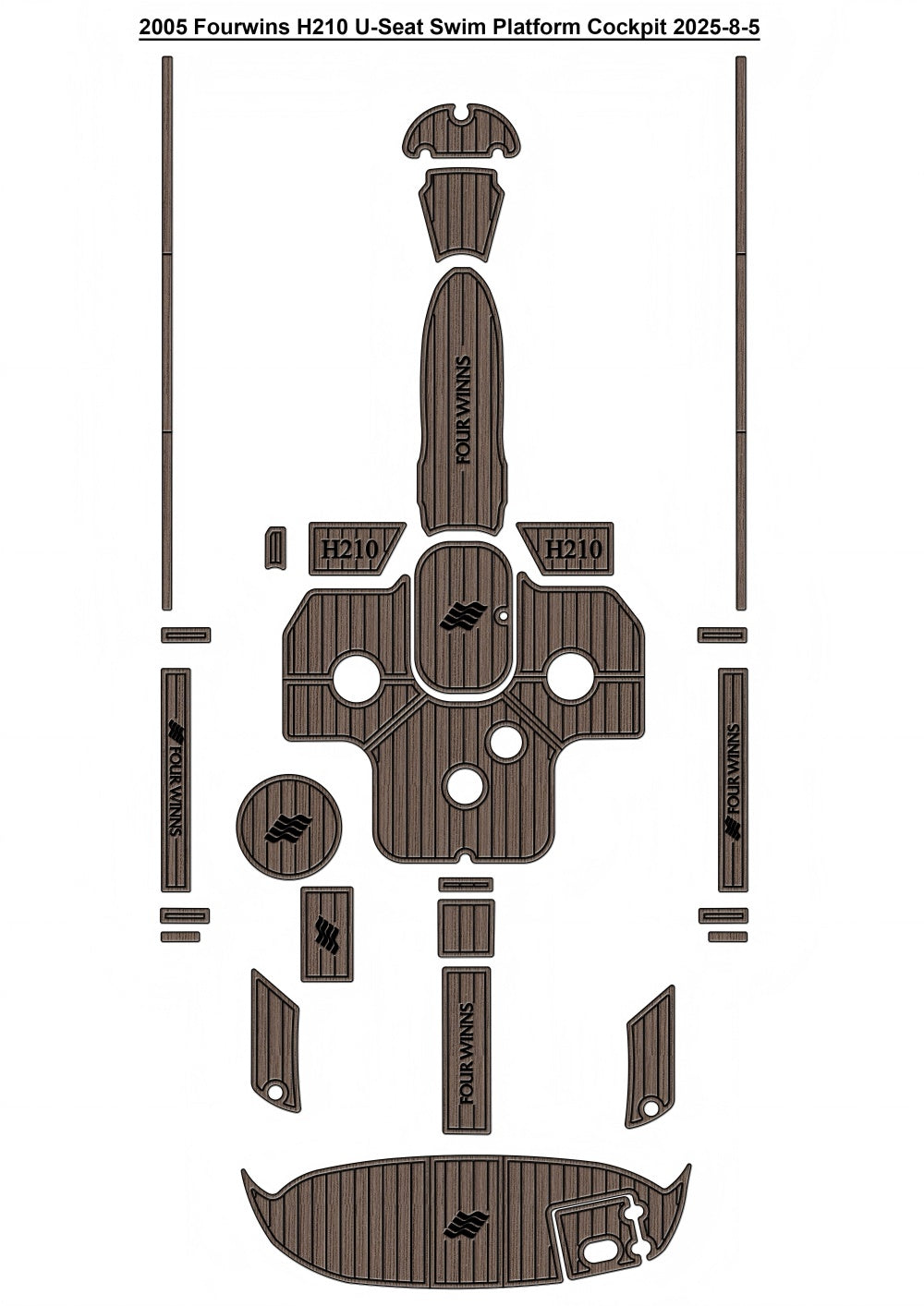 2005 Four Winns H210 U-Seat Swim Platform Cockpit Trailer Pad Boat EVA Teak Deck Floor Mat SeaDek Gatorstep Style Self Adhesive