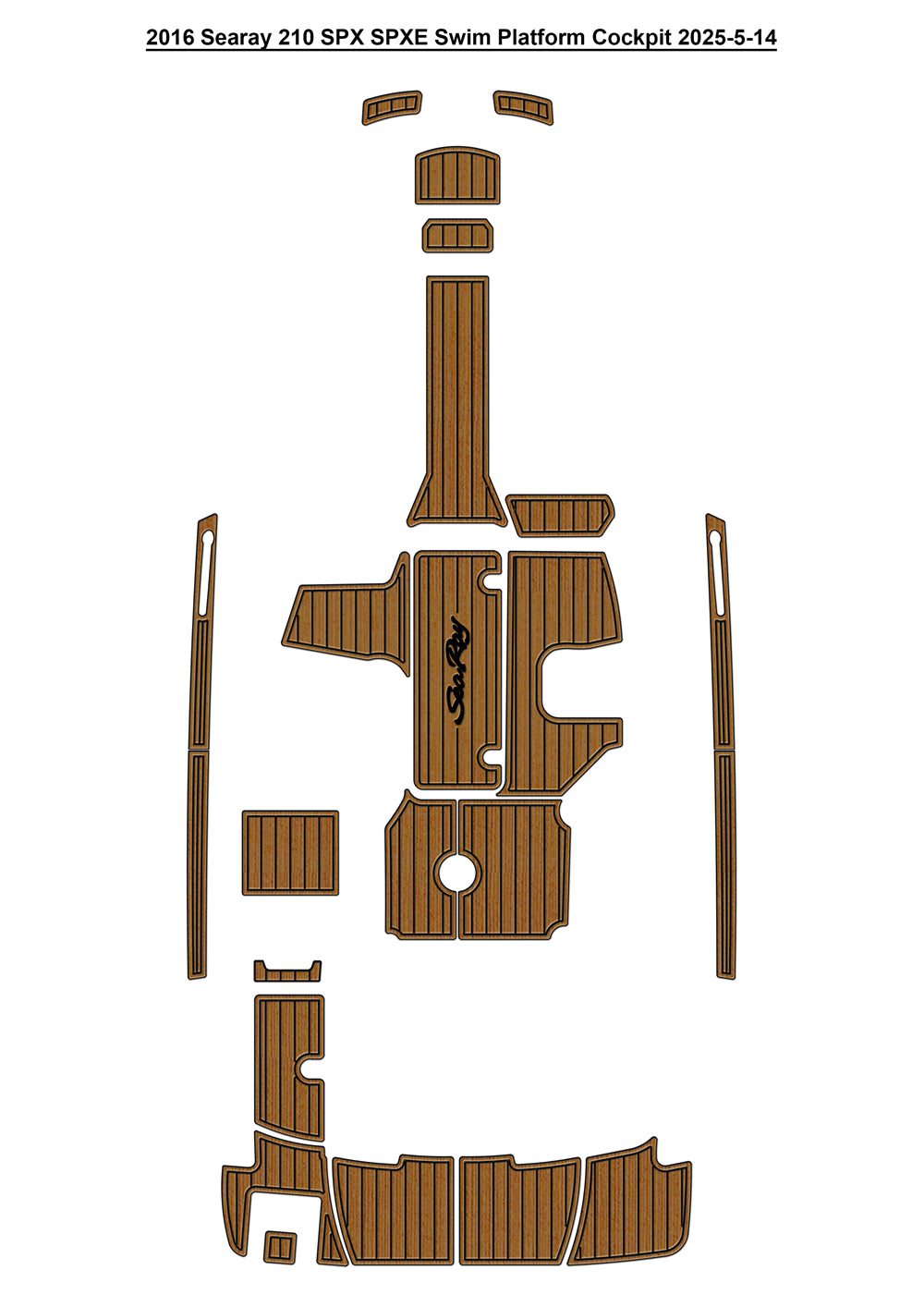 2016 Sea Ray 210 SPX SPXE Swim Platform Cockpit Pad Boat EVA Foam Faxu Teak Deck Floor Mat Seadek MarineMat Gatorstep Style Self Adhesive