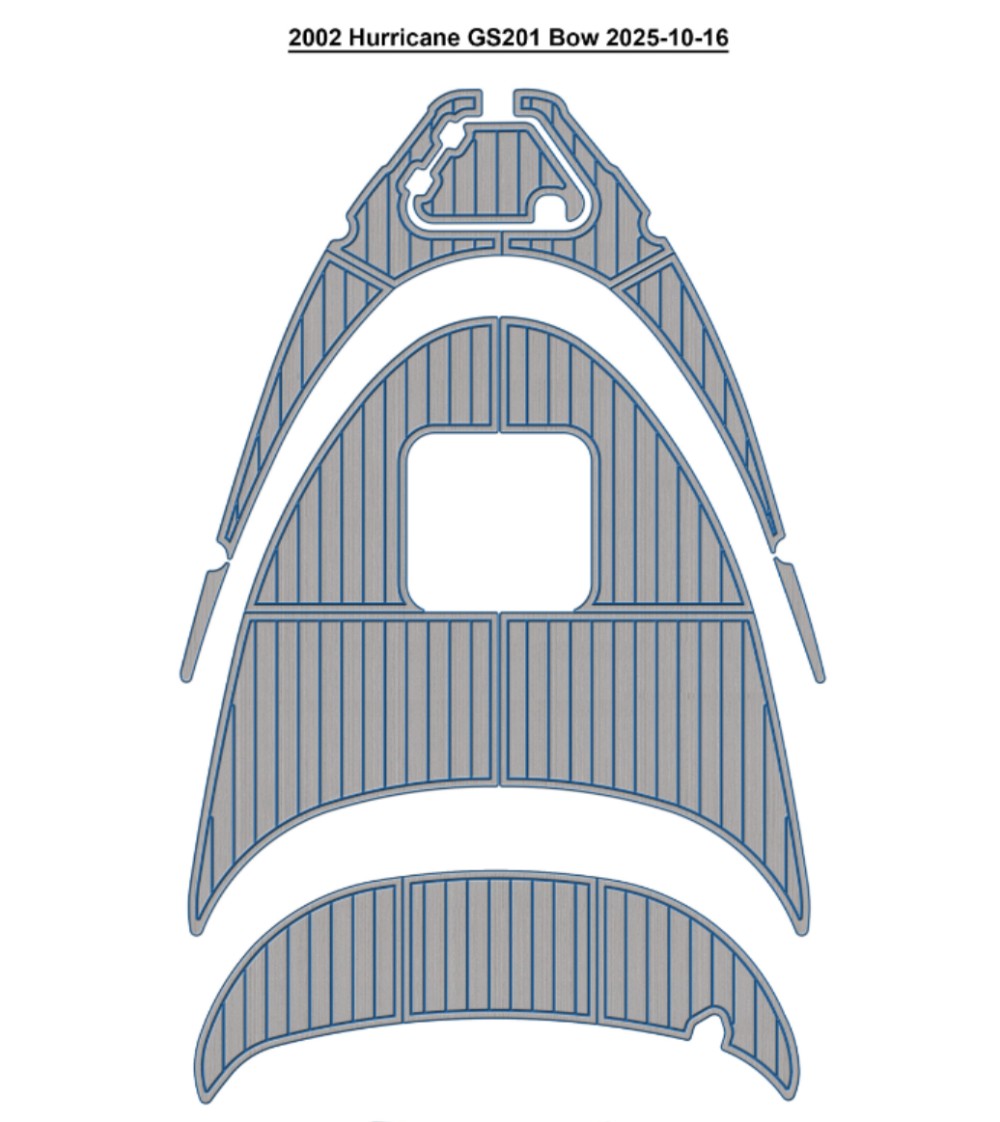 2002 Hurricane GS201 Bow Pad Boat EVA Foam Fuax Teak Deck Floor Mat Seadek MarineMat Gatorstep Style Self Adhesive