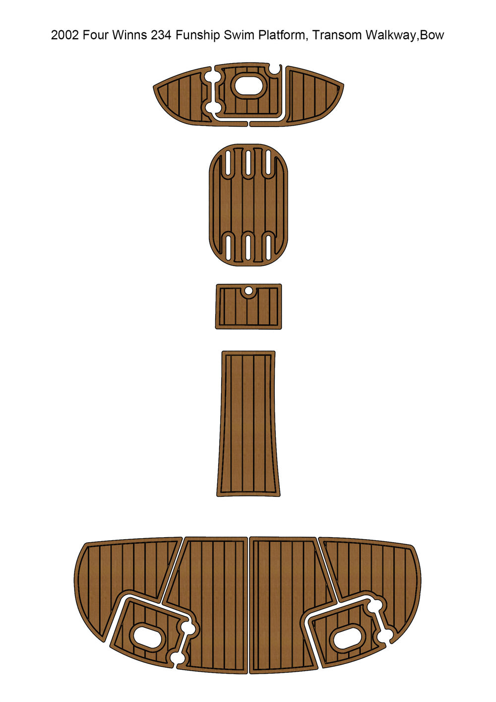 2002 Four Winns 234 Funship Swim Platform Bow Pad Boat EVA Foam Teak Floor Mat