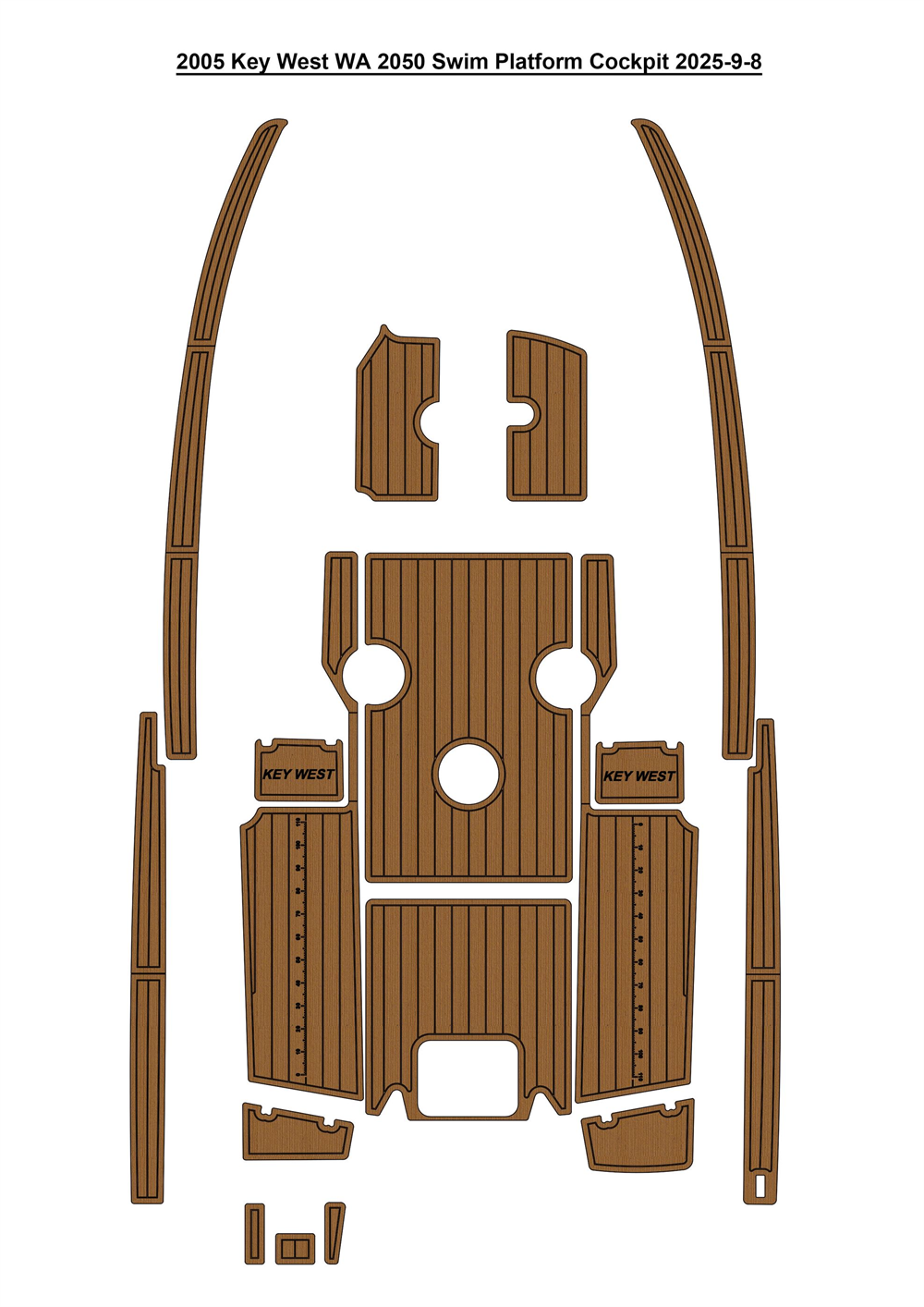 2005 Key West WA 2050 Swim Platform Cockpit Pad Boat EVA Foam Faux Teak Deck Floor Mat SeaDek MarineMat Gatorstep Style Self Adhesive
