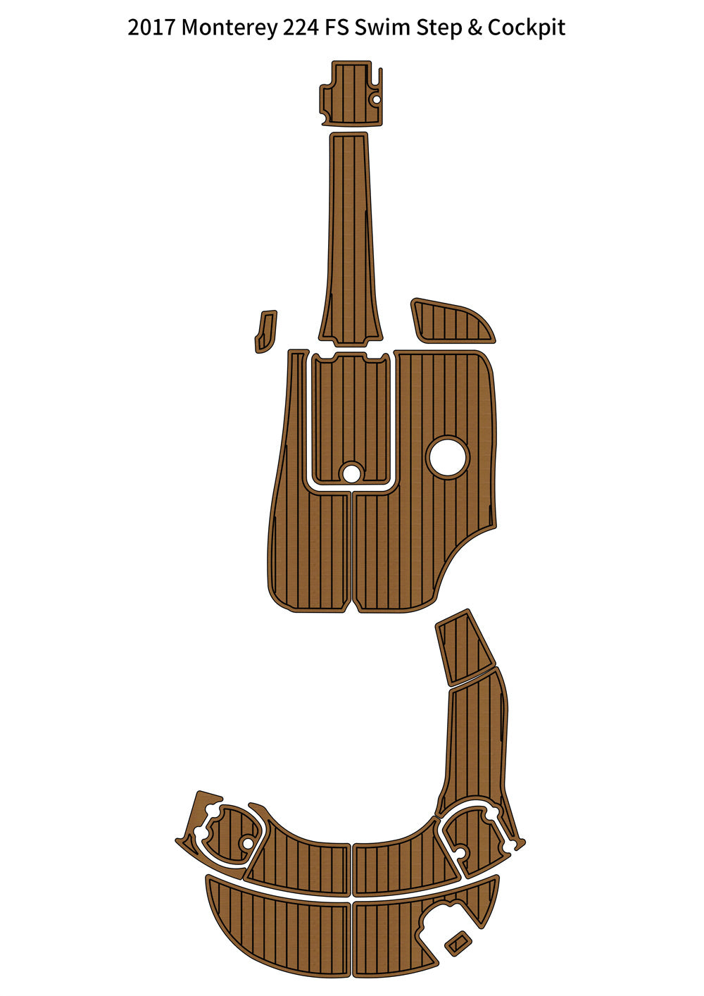 2017 Monterey 224FS Swim Platform Cockpit Pad Boat EVA Foam Fuax Teak Deck Floor Mat Seadek MarineMat Gatorstep Style Self Adhesive