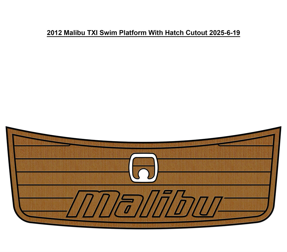 2012 Malibu TXI Swim Platform With Hatch Cutout Boat Pad EVA Foam Faux Teak Deck Floor Mat Seadek MarineMat Gatorstep Style Self Adhesive