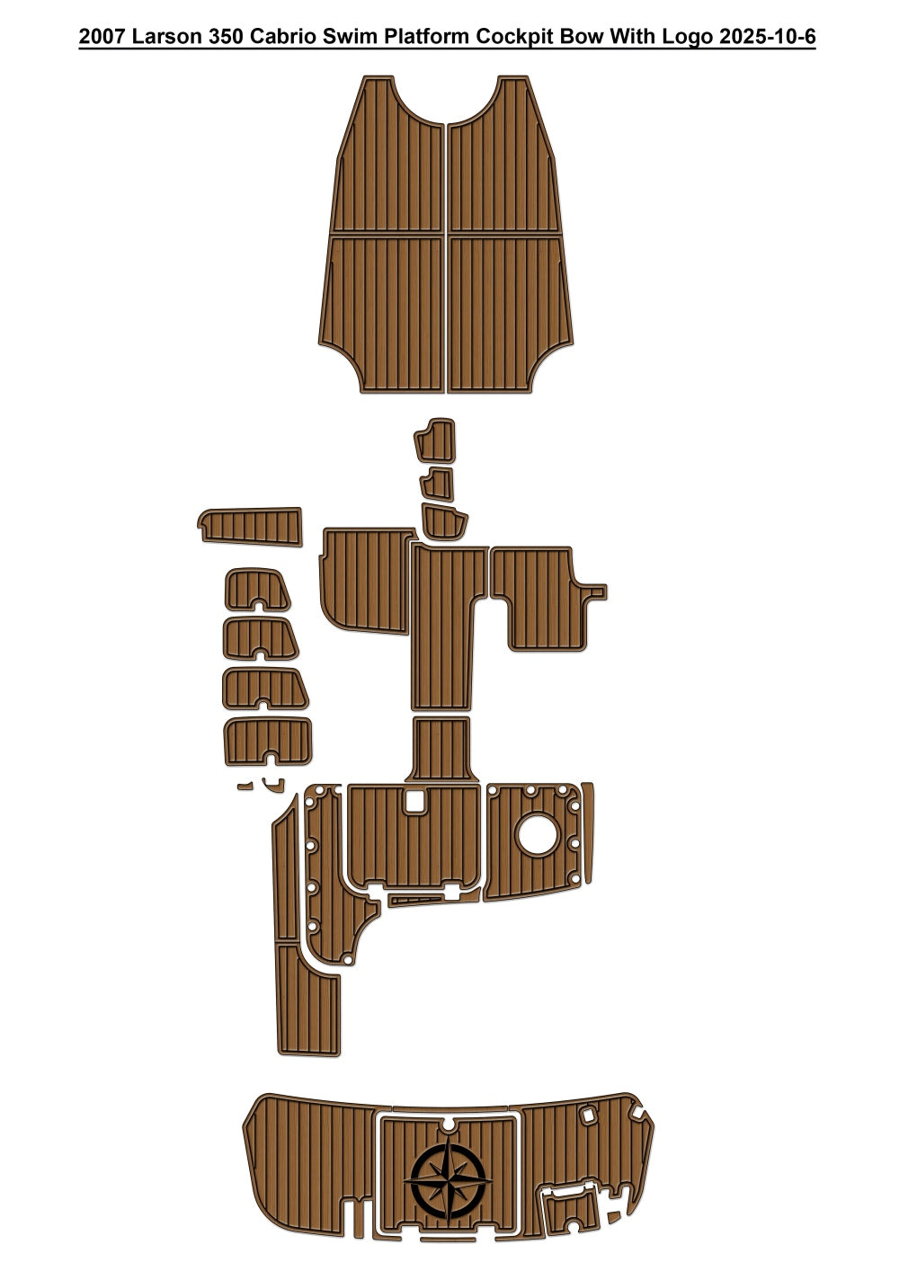 2007 Larson Cabrio 350 Swim Platform Cockpit Pad Boat EVA Foam Teak Deck Floor Mat SeaDek MarineMat Gatorstep Style Adhesive