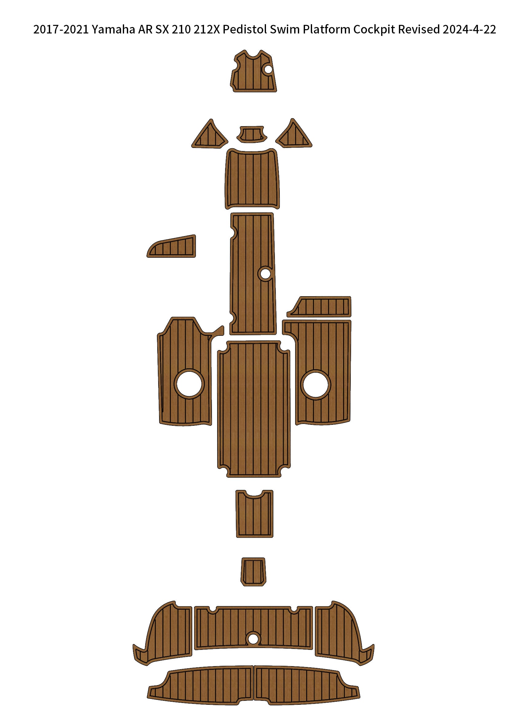 2017-2021 Yamaha AR/SX 210/212X Pedistol Swim Platform Cockpit Boat EVA Pad Mat SeaDek MarineMat Gatorstep Style Self Adhesive