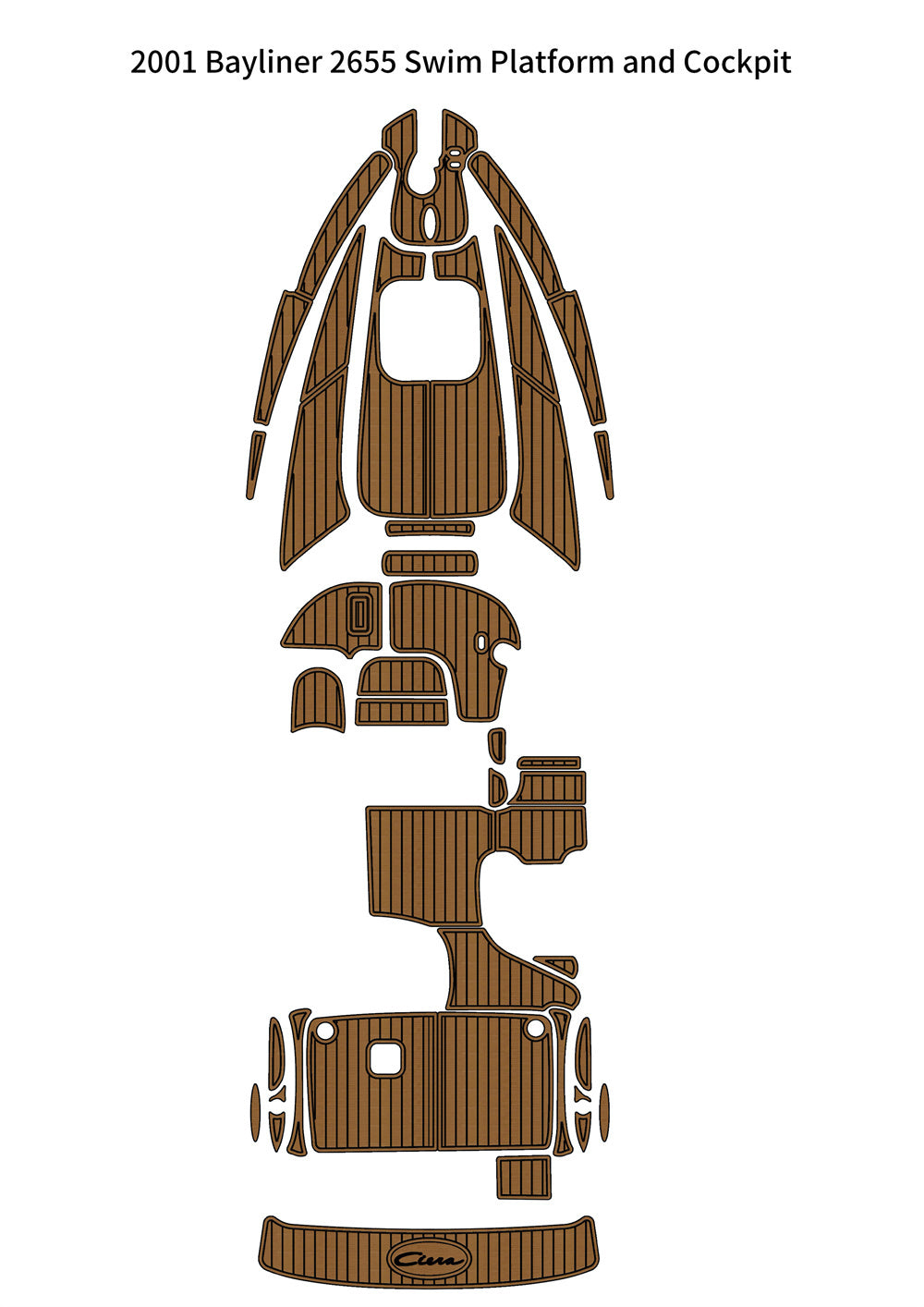 2001 Bayliner 2655 Swim Platform Cockpit Bow Boat EVA Foam Teak Floor Pad Mat SeaDek MarineMat Gatorstep Style Self Adhesive