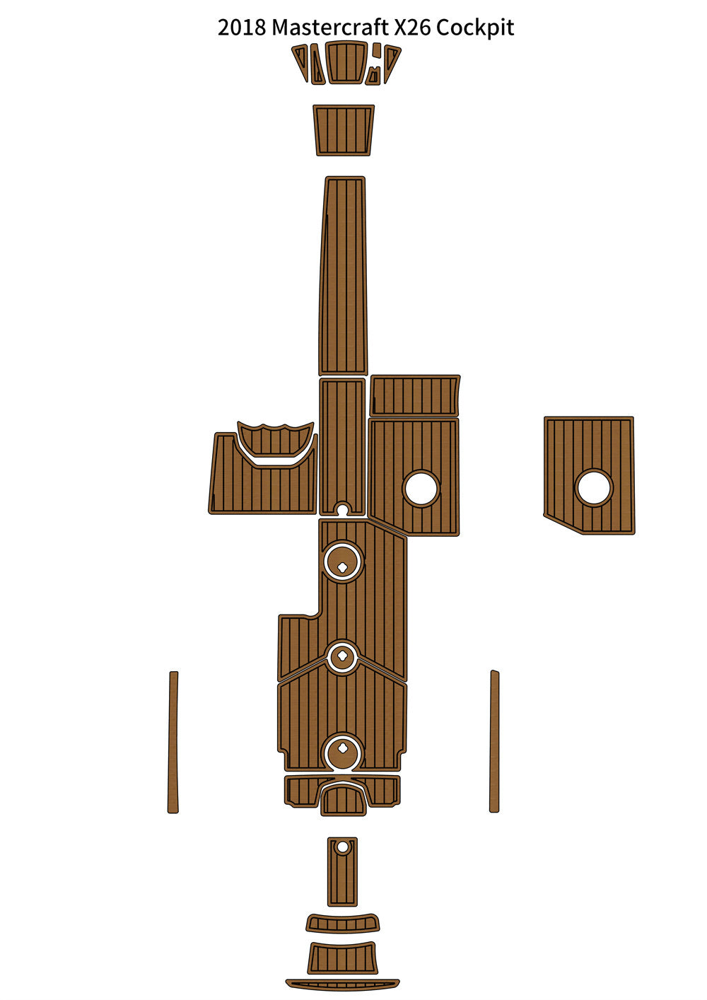 2018 Mastercraft X26 Cockpit Pad Boat EVA Foam Faux Teak Deck Floor Mat Seadek MarineMat Gatorstep Style Self Adhesive