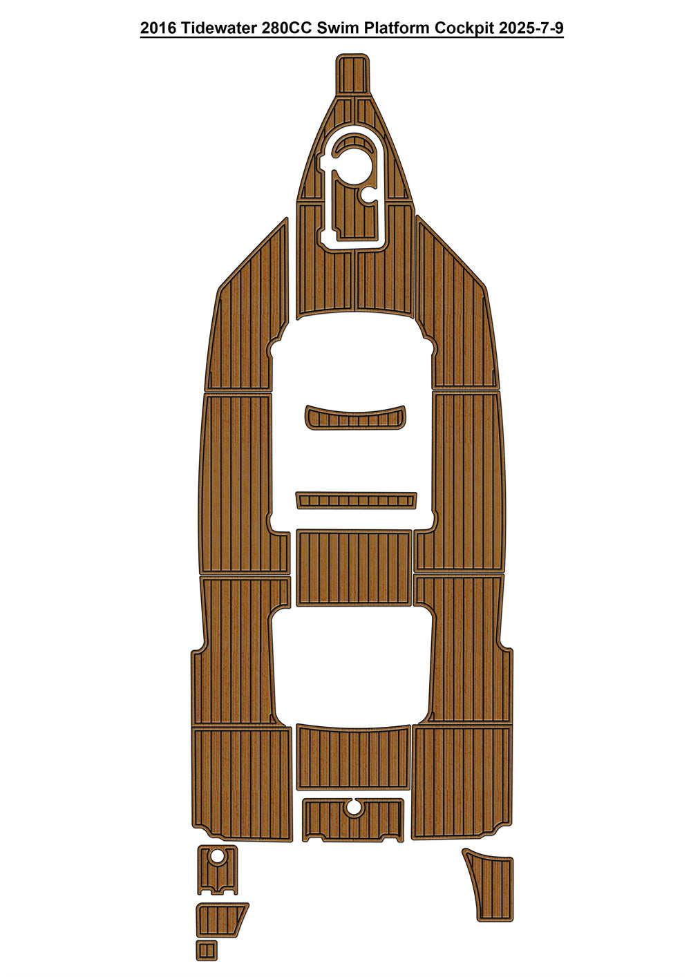 2016 Tidewater 280CC Swim Platform Cockpit Boat EVA Teak Floor Mat Seadek MarineMat Style Self Adhesive