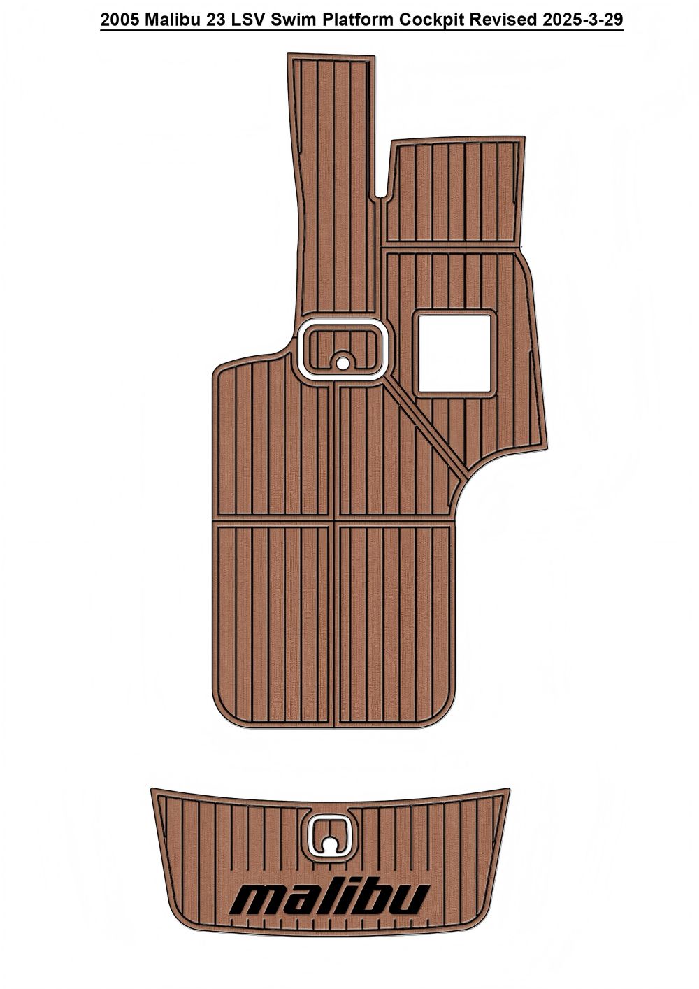 2005 Malibu 23 LSV Swim Platform Cockpit Pad Boat EVA Faux Teak Deck Floor Mat SeaDek MarineMat Gatorstep Style Self Adhesive