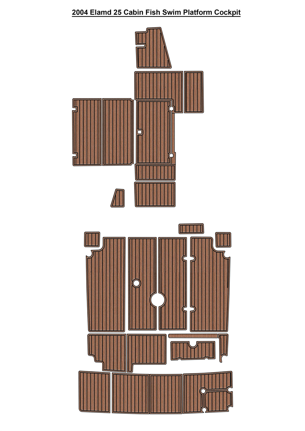 2004 Elamd 25 Cabin Fish Swim Platform Cockpit Boat EVA Foam Faux Teak Deck Floor Mat Seadek MarineMat Gatorstep Style Self Adhesive