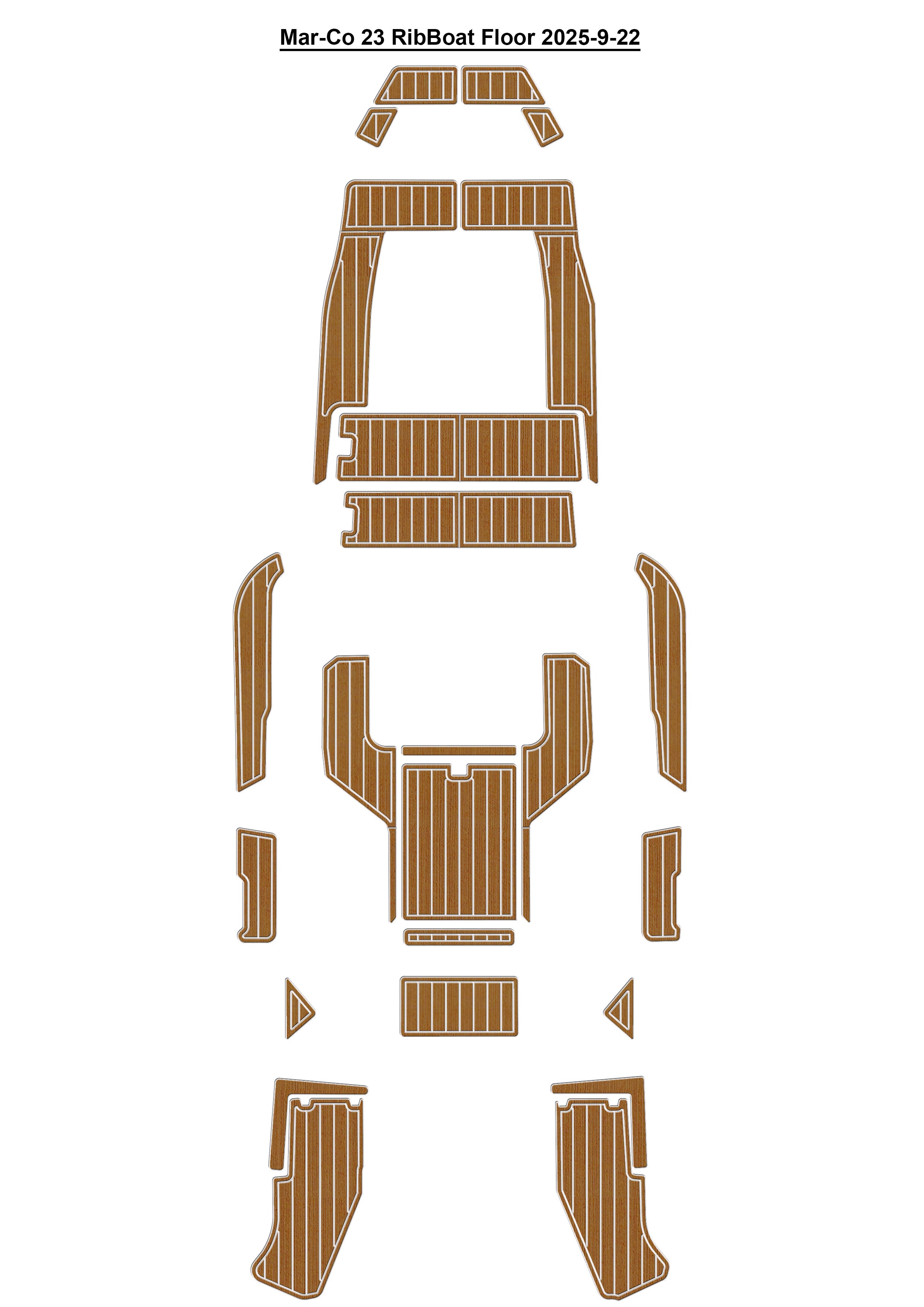 Mar-Co 23 RibBoat Swim Platform Cockpit Pad Boat EVA Foam Fuax Teak Deck Floor Mat Seadek MarineMat Gatorstep Style Self Adhesive