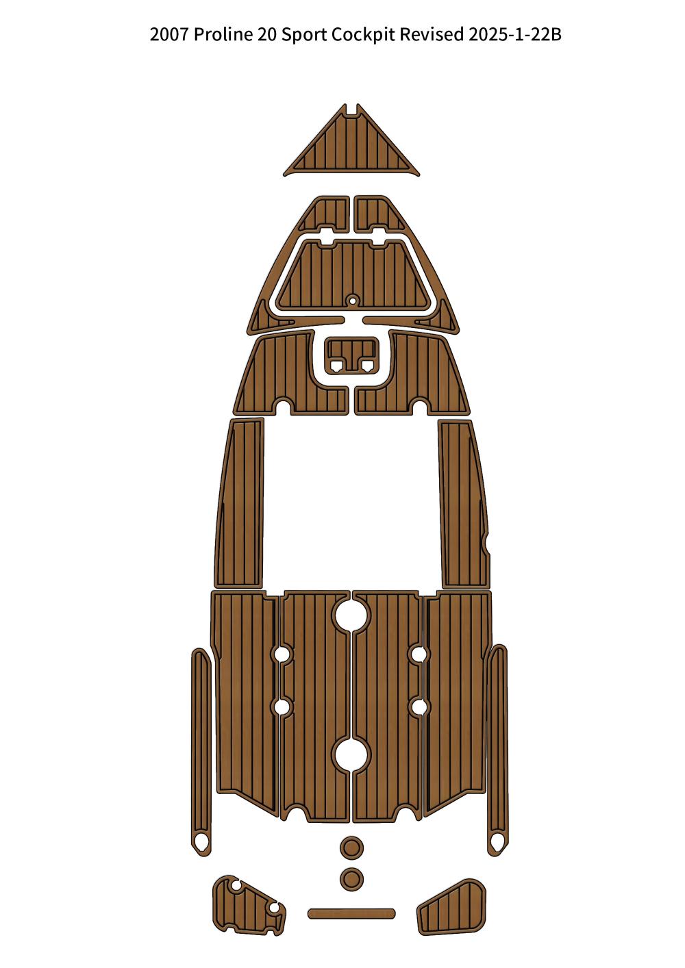 2007 Proline 20 Sport Cockpit Boat Pad EVA Foam Faux Teak Deck Floor Mat SeaDek MarineMat Gatorstep Style Self Adhesive