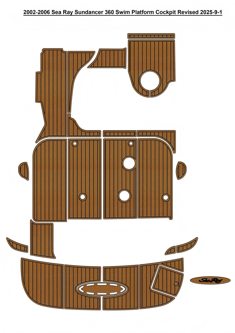 2002-2006 Sea Ray Sundancer 360 Swim Platform Cockpit Pad Boat EVA Teak Floor SeaDek MarineMat Gatorstep Style Self Adhesive