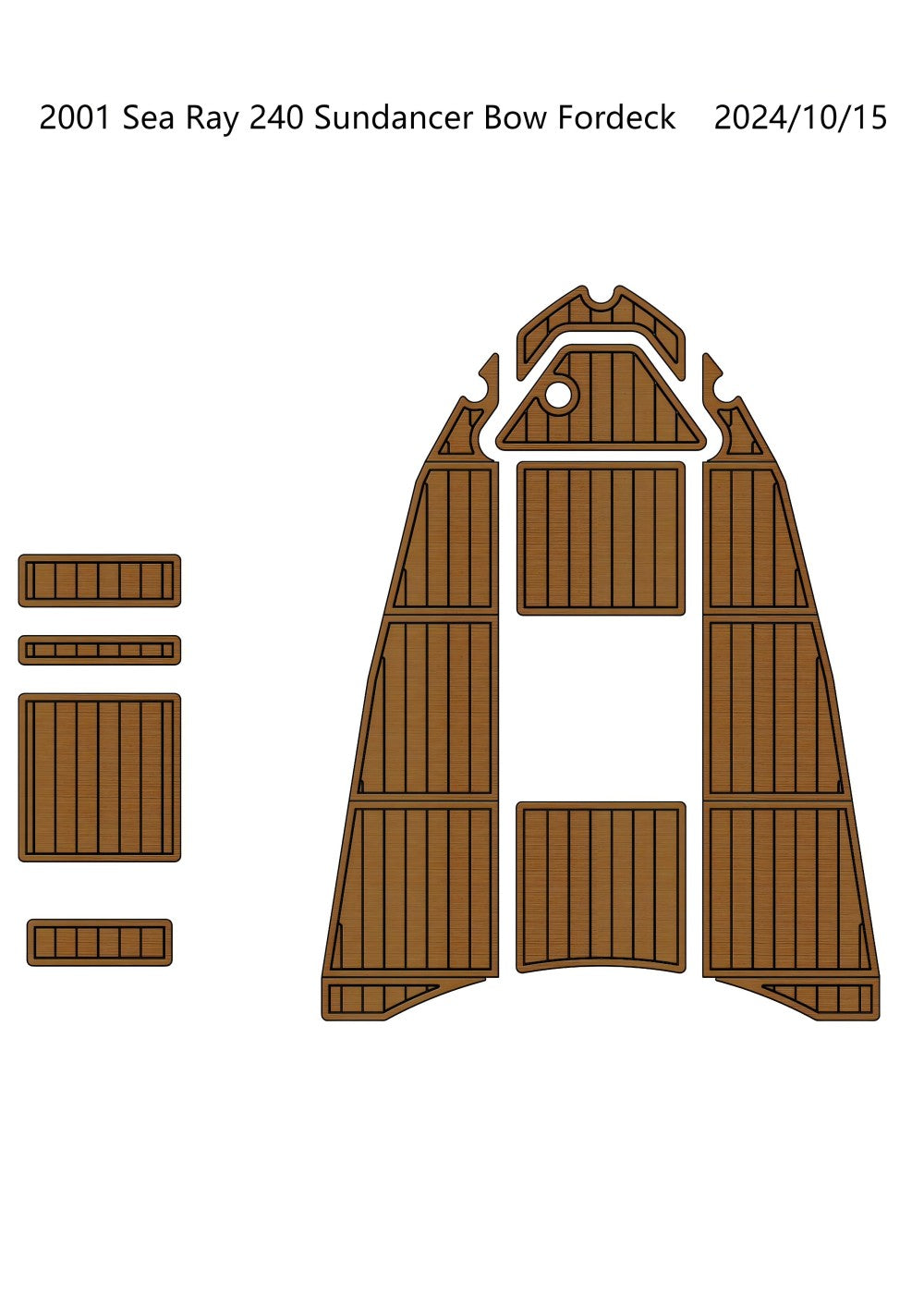 2001 Sea Ray 240 Sundancer Bow Fordeck Floor Pad Boat EVA Faux Teak Flooring Mat SeaDek MarineMat Gatorstep Style Self Adhesive