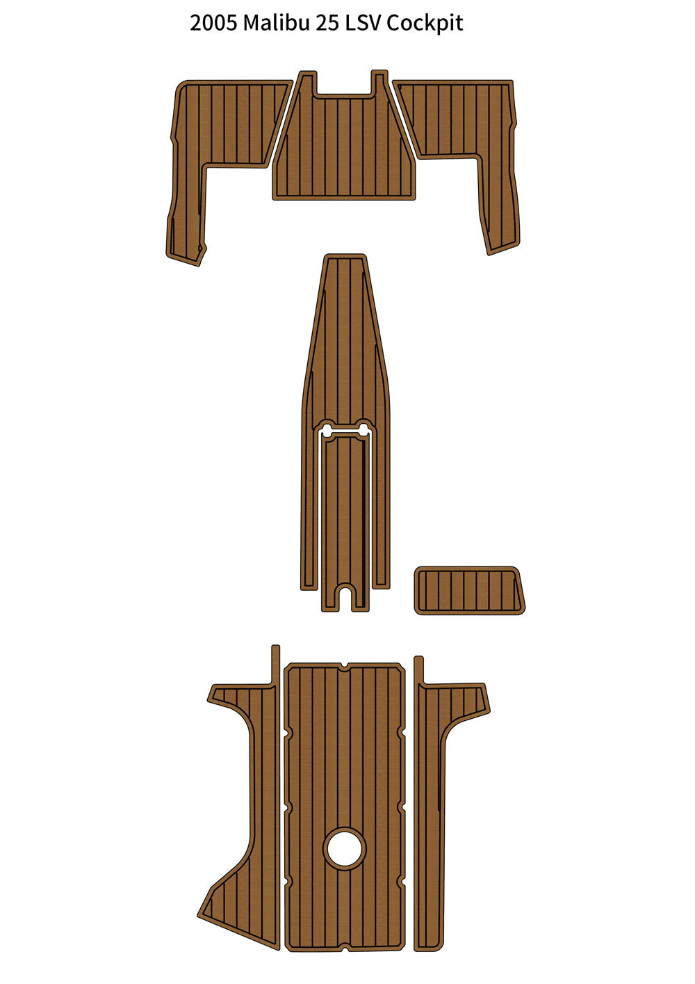 2005 Malibu 25 LSV Cockpit Pad Boat EVA Foam Faux Teak Deck Floor Mat Flooring