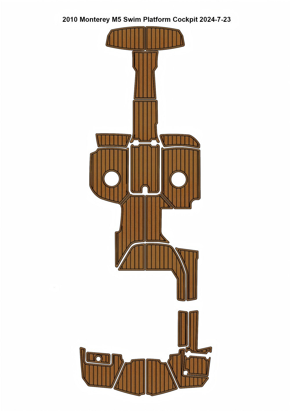 2010 Monterey M5 Swim Platform Cockpit Pad Boat EVA Foam Faux Teak Deck Floor Mat SeaDek MarineMat Gatorstep Style Self Adhesive