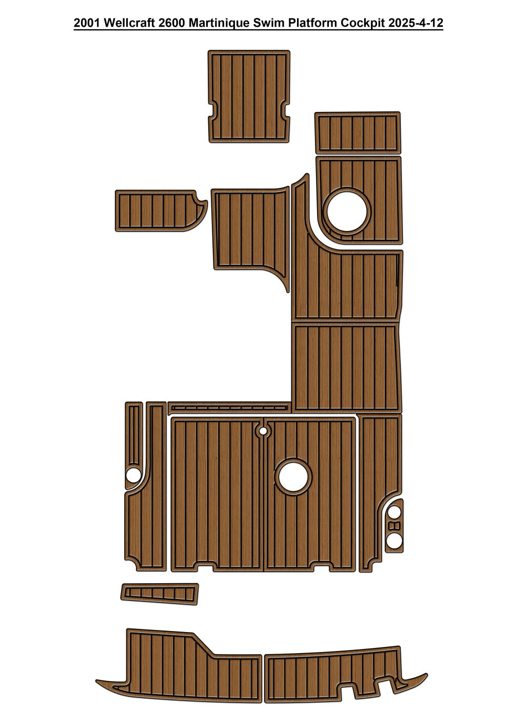 2001 Wellcraft 2600 Martinique Boat EVA Foam Faux Teak Deck Floor Mat Seadek MarineMat Style Self Adhesive