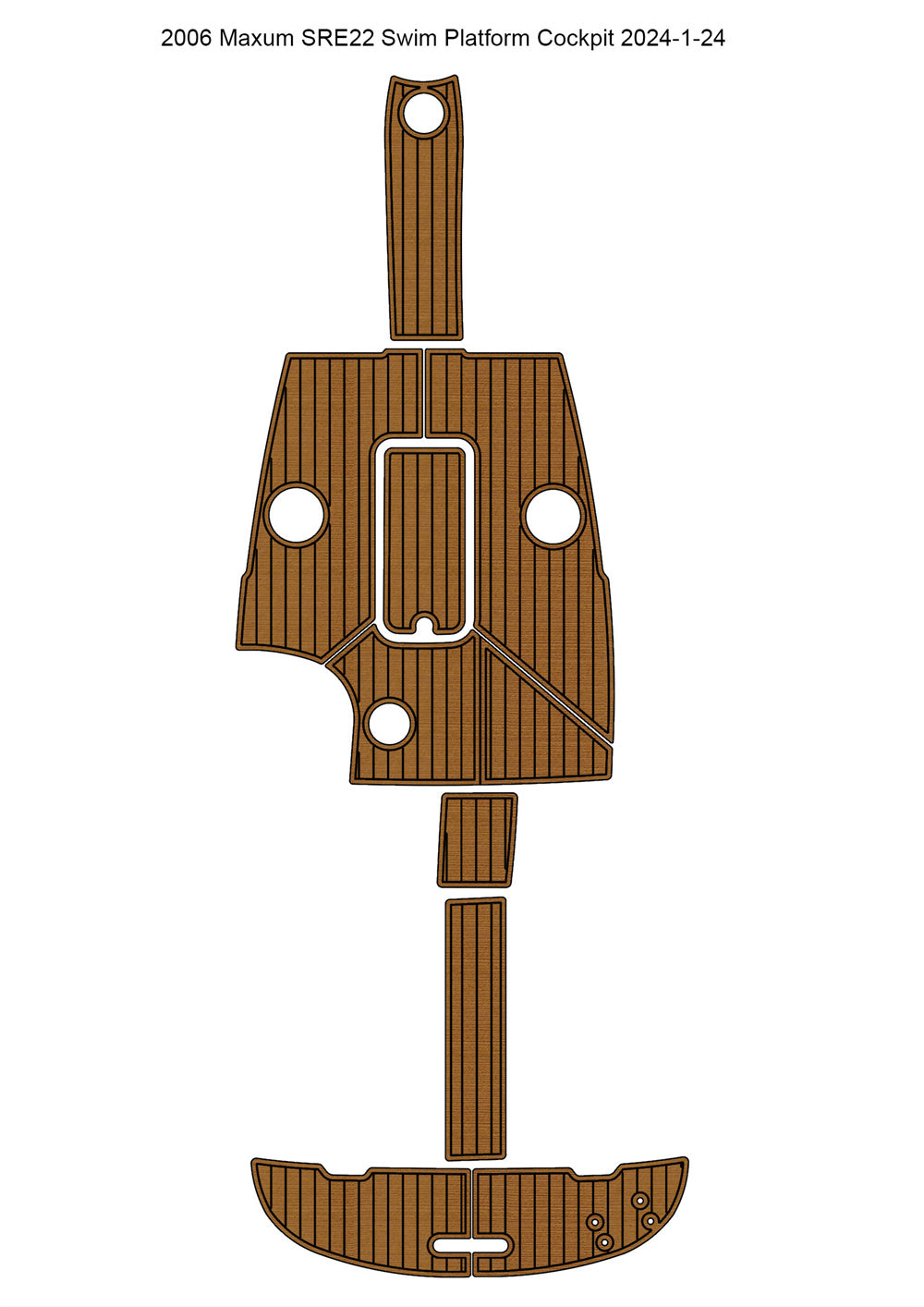 2006 Maxum SRE22 Swim Platform Cockpit Pad Boat EVA Foam Faux Teak Floor Mat SeaDek MarineMat Gatorstep Style Self Adhesive