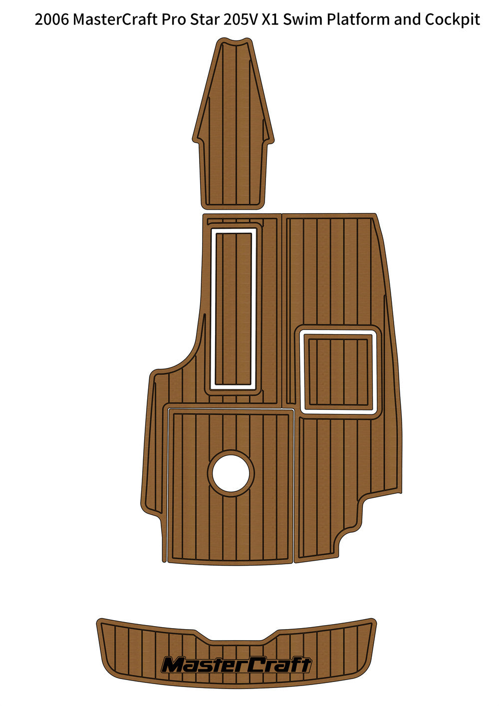 2006 MasterCraft Pro Star 205V X1 Swim Platform Cockpit Pad Boat EVA Foam Faux Teak Deck Floor Mat SeaDek MarineMat Gatorstep Style Self Adhesive