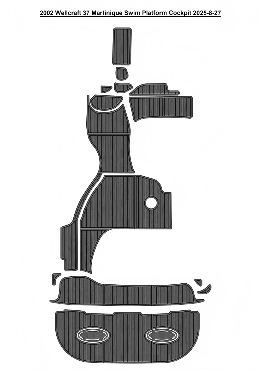 2002 Wellcraft 37 Martinique Swim Platform Cockpit Pad Boat EVA Teak Floor Mat