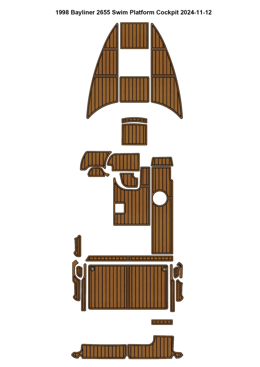 1998 Bayliner 2655 Swim Platform Cockpit Bow Pad Boat EVA Faux Teak Deck Floor Mat SeaDek MarineMat Gatorstep Style Self Adhesive