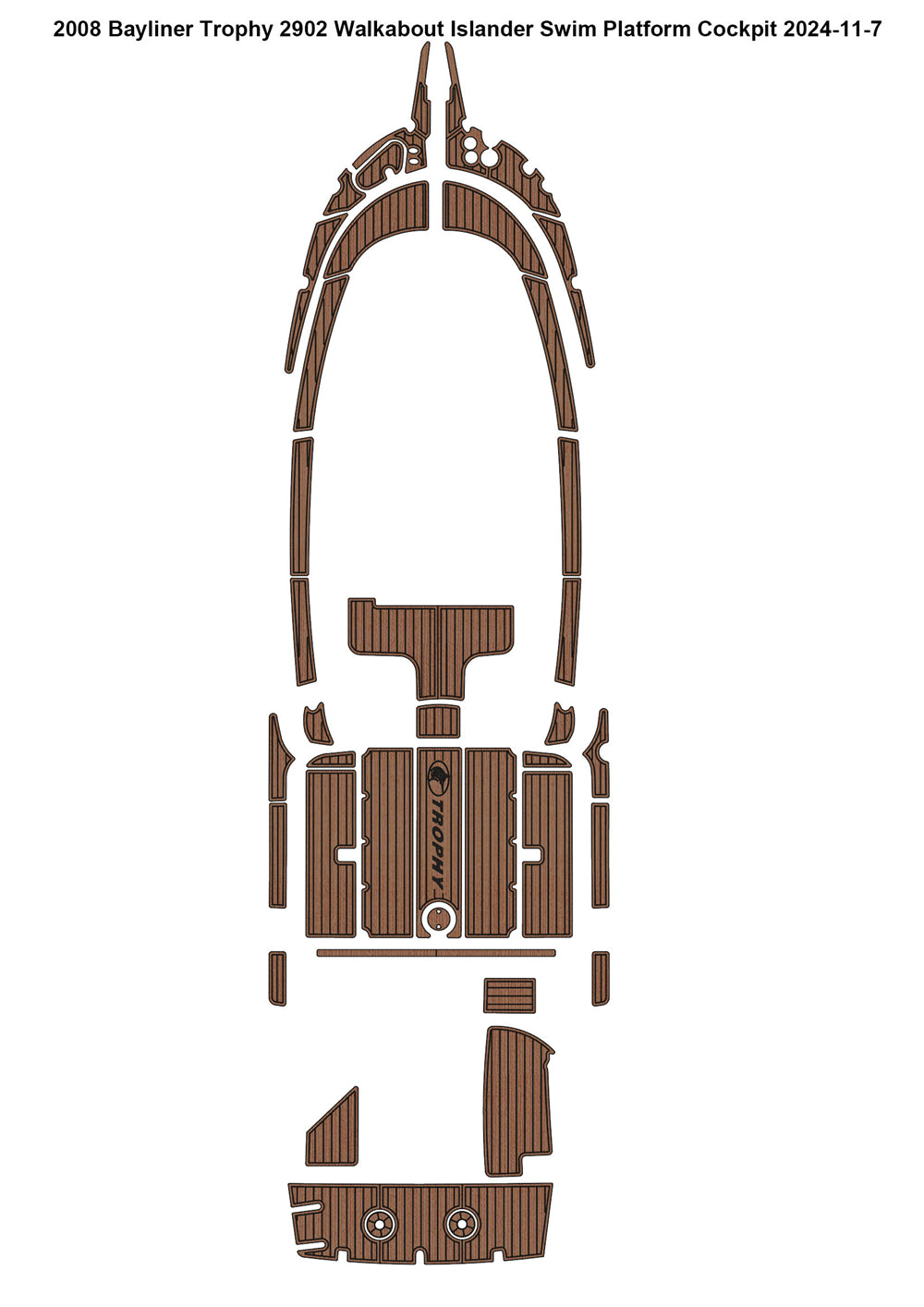 2008 Bayliner Trophy 2902 Walkabout Islander Swim Platform Cockpit Boat EVA Teak Floor Pad Mat SeaDek MarineMat Gatorstep Style Self Adhesive