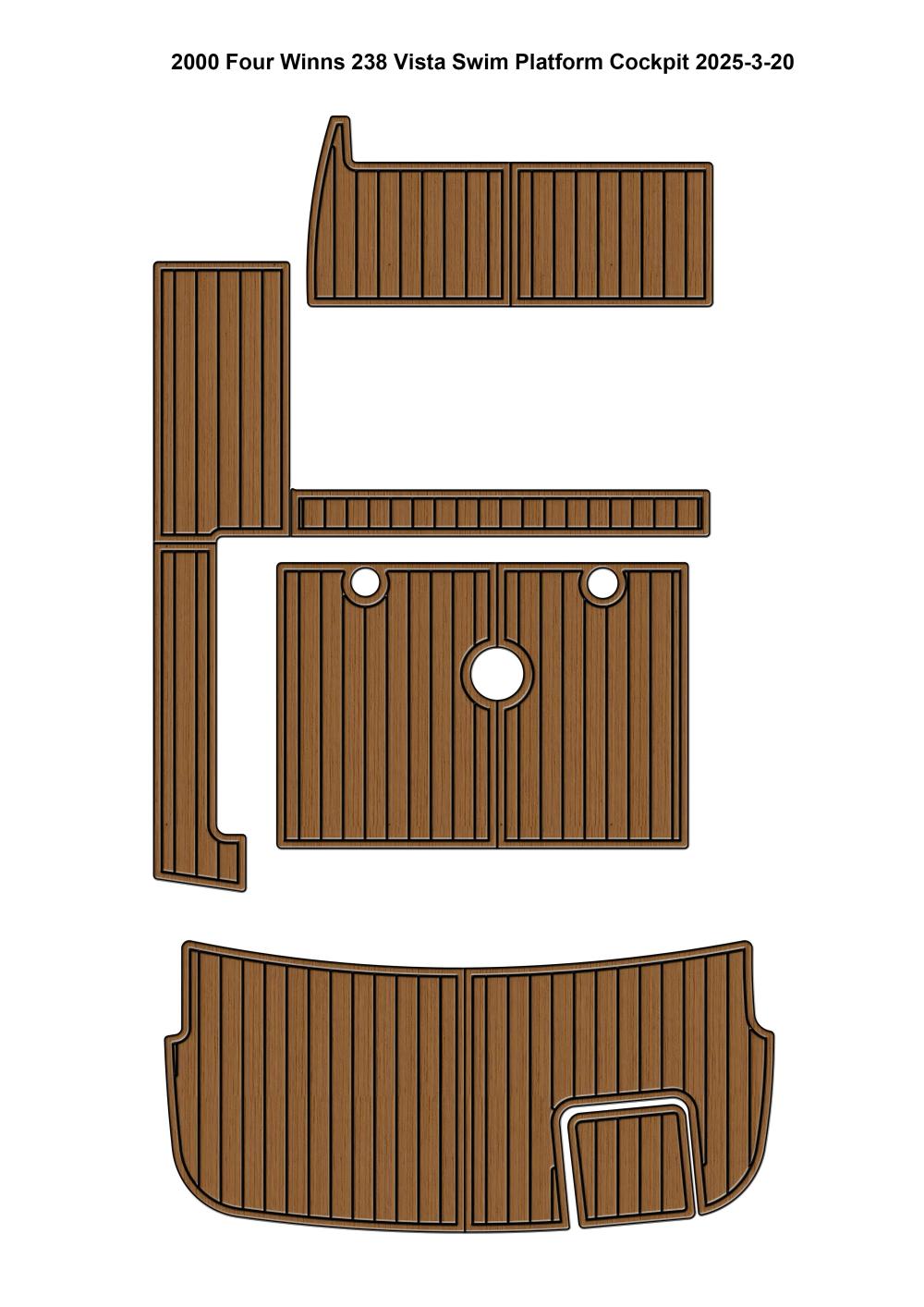 2000 Four Winns 238 Vista Swim Platform Cockpit Boat EVA Foam Faux Teak Deck Floor Pad Mat SeaDek MarineMat Gatorstep Style Self Adhesive