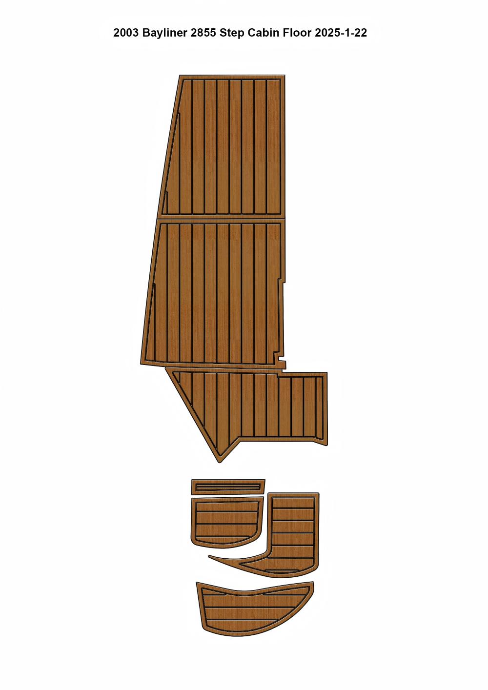 2003 Bayliner 2855 Step Cabin Floor Pad Boat EVA Faux Teak Deck Floor Mat SeaDek MarineMat Gatorstep Style Self Adhesive