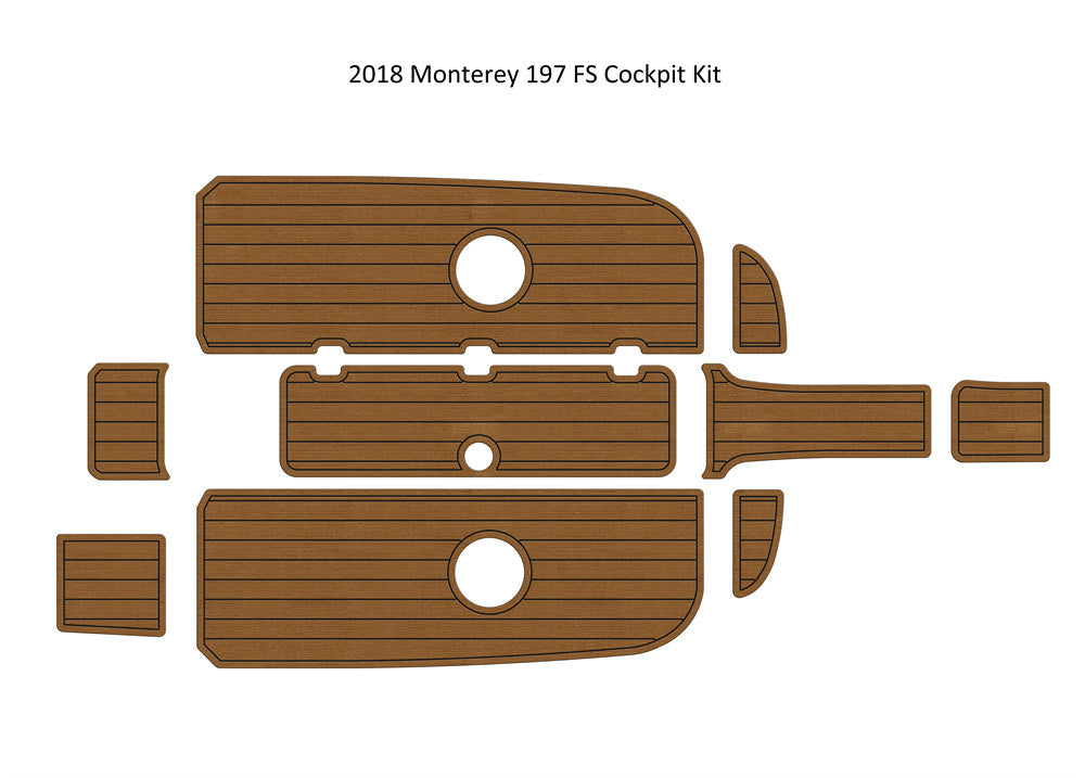 2018 Monterey 197 FS Cockpit Pad Boat EVA Foam Faux Teak Deck Floor Mat Flooring