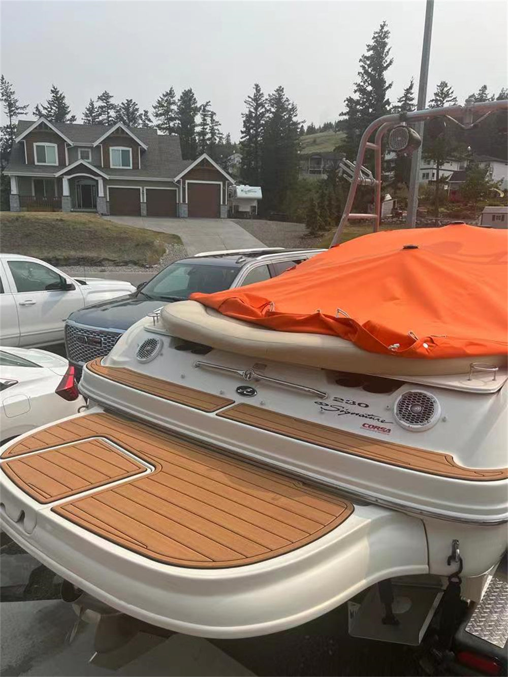 Sea Ray 230 BR Swim Platform Pad Boat EVA Foam Faux Teak Deck Floor Mat Flooring