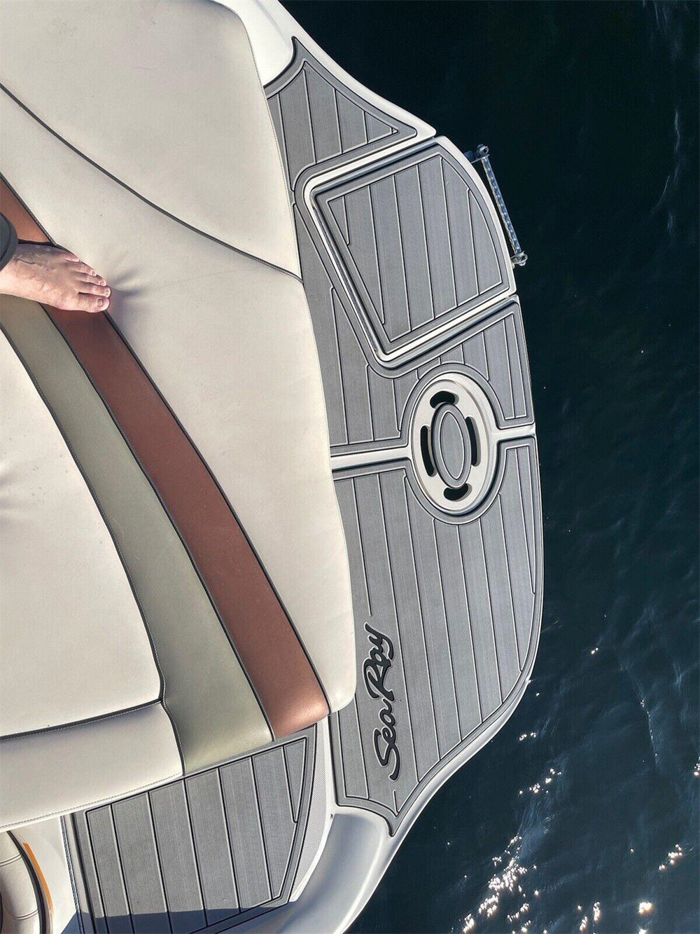 Sea Ray 200/220 Select Swim Platform Pad Boat EVA Foam Faux Teak Deck Floor Mat SeaDek MarineMat Gatorstep Style Self Adhesive