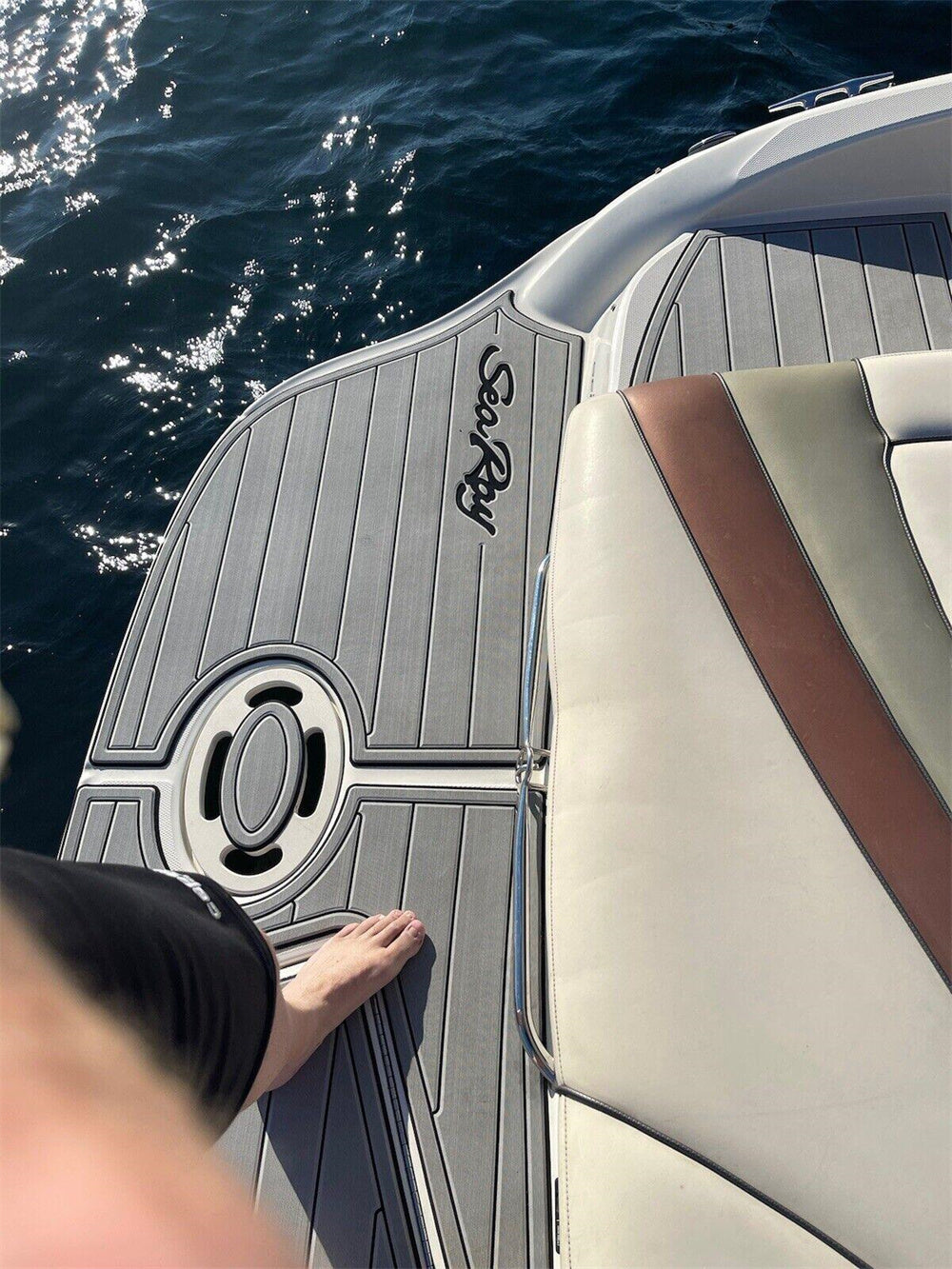 Sea Ray 200/220 Select Swim Platform Pad Boat EVA Foam Faux Teak Deck Floor Mat SeaDek MarineMat Gatorstep Style Self Adhesive