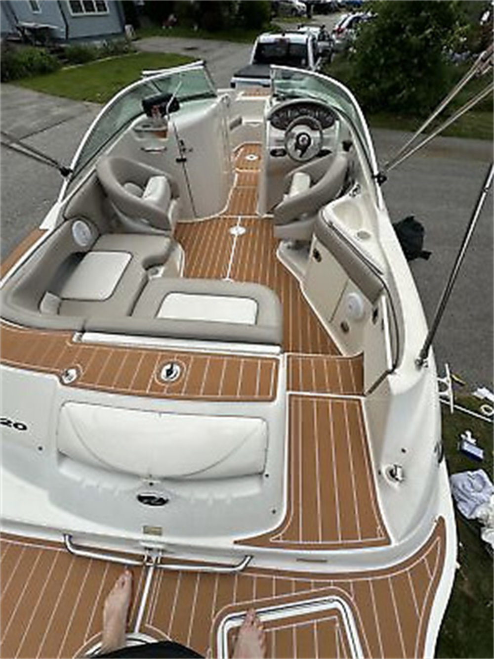 2004 Sea Ray Sundeck 220 Swim Platform Cockpit Pad Boat EVA Foam Teak Floor Mat SeaDek MarineMat Gatorstep Style Self Adhesive